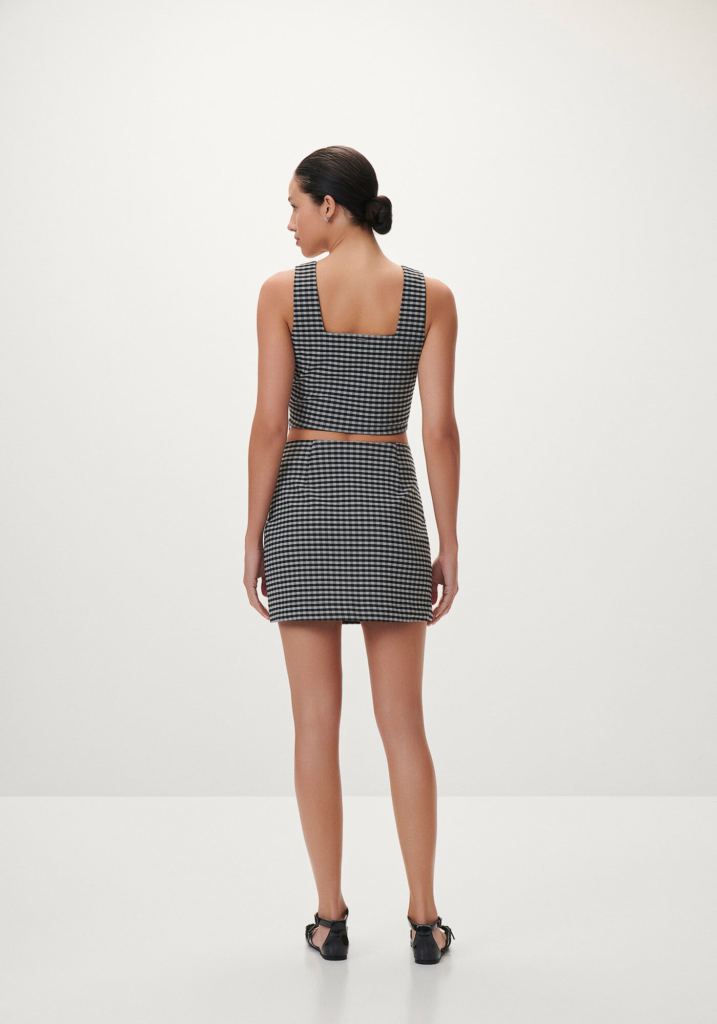 Saia Curta Cintura Alta Xadrez, , large.