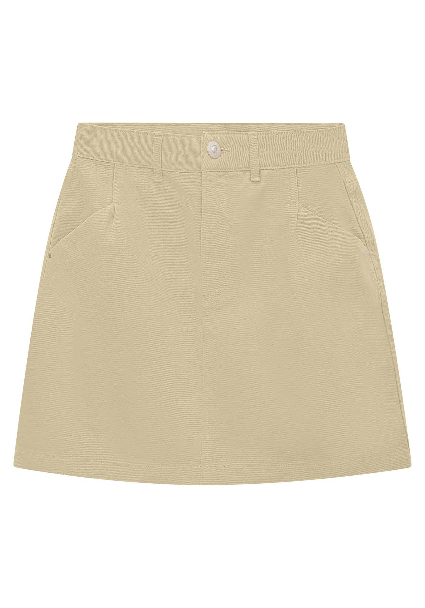 Saia Sarja Curta com Cintura Alta, , large.