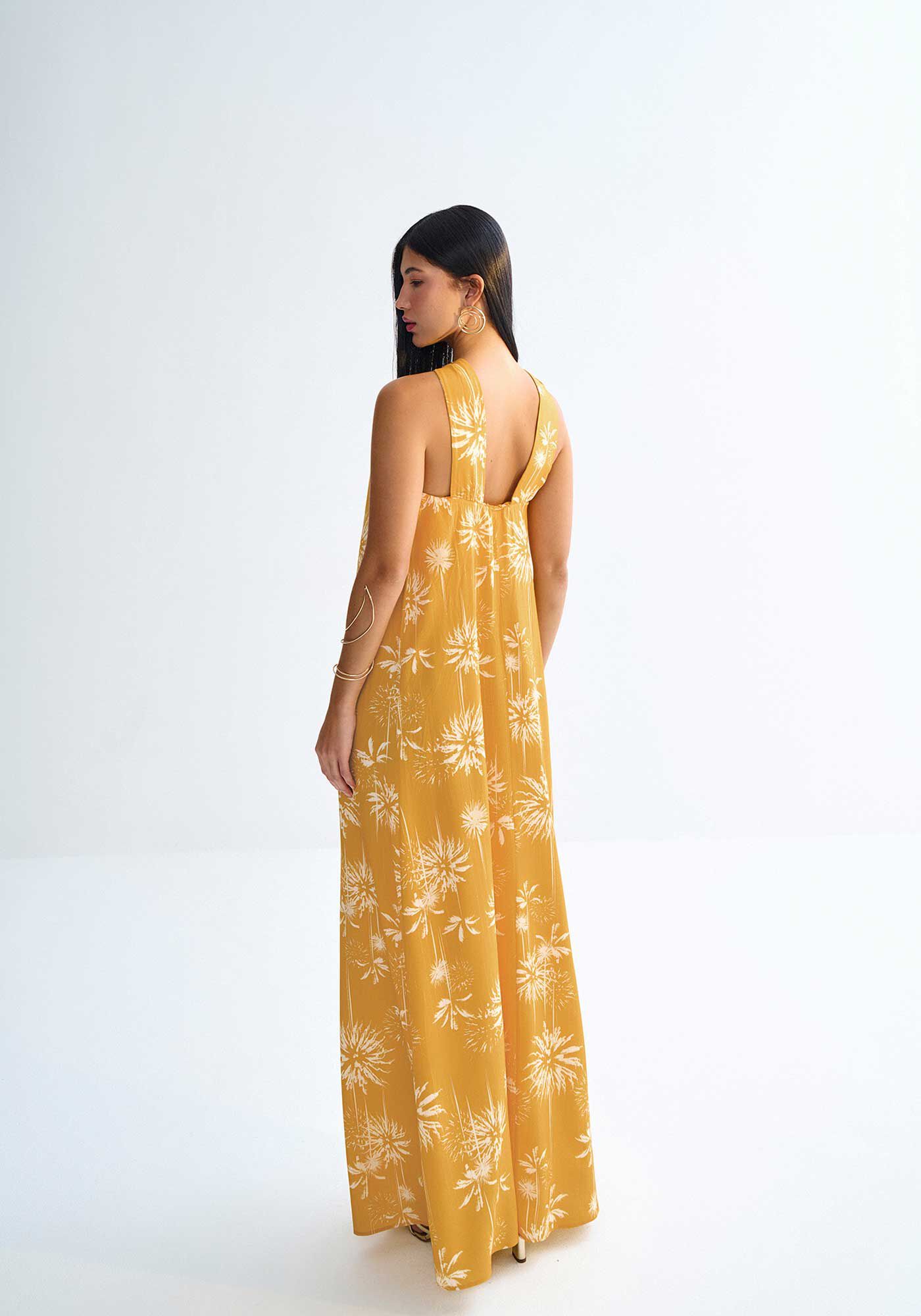 Vestido Longo Estampado em Viscose com Lurex, , large.