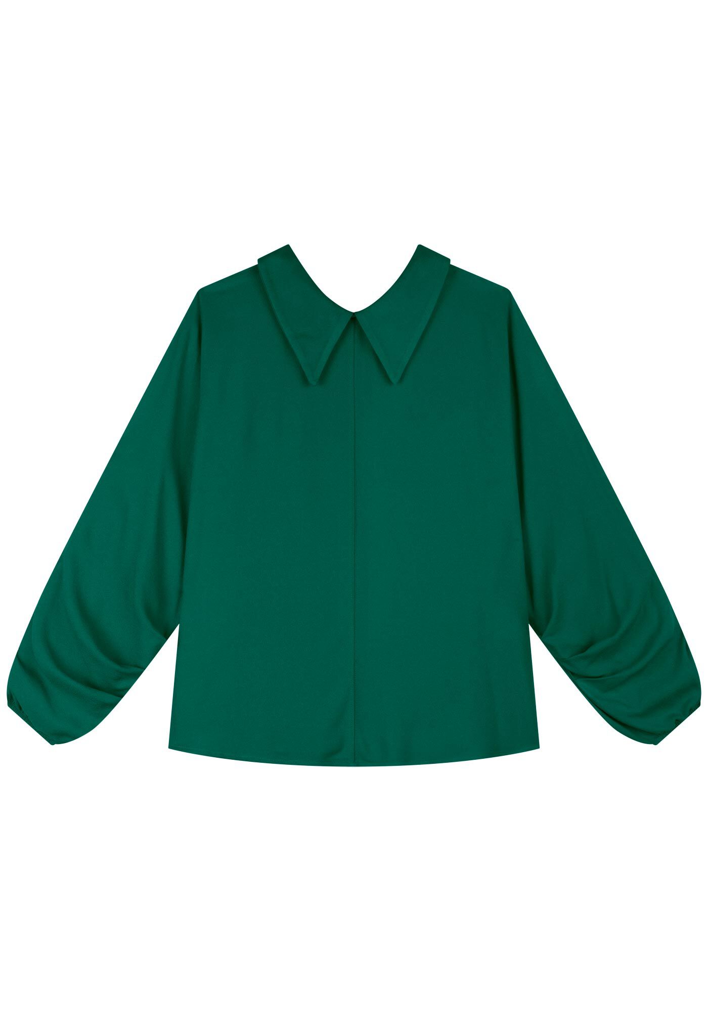 Blusa Em Crepe De Viscose Com Mangas Amplas E Gola Camisa, , large.