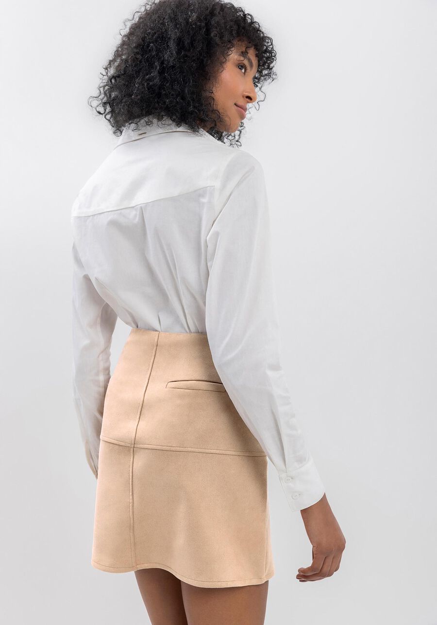 Saia Curta Com Cintura Alta Em Malha Suede, . Saia Curta Com Cintura Alta Em Malha Suede, , large.