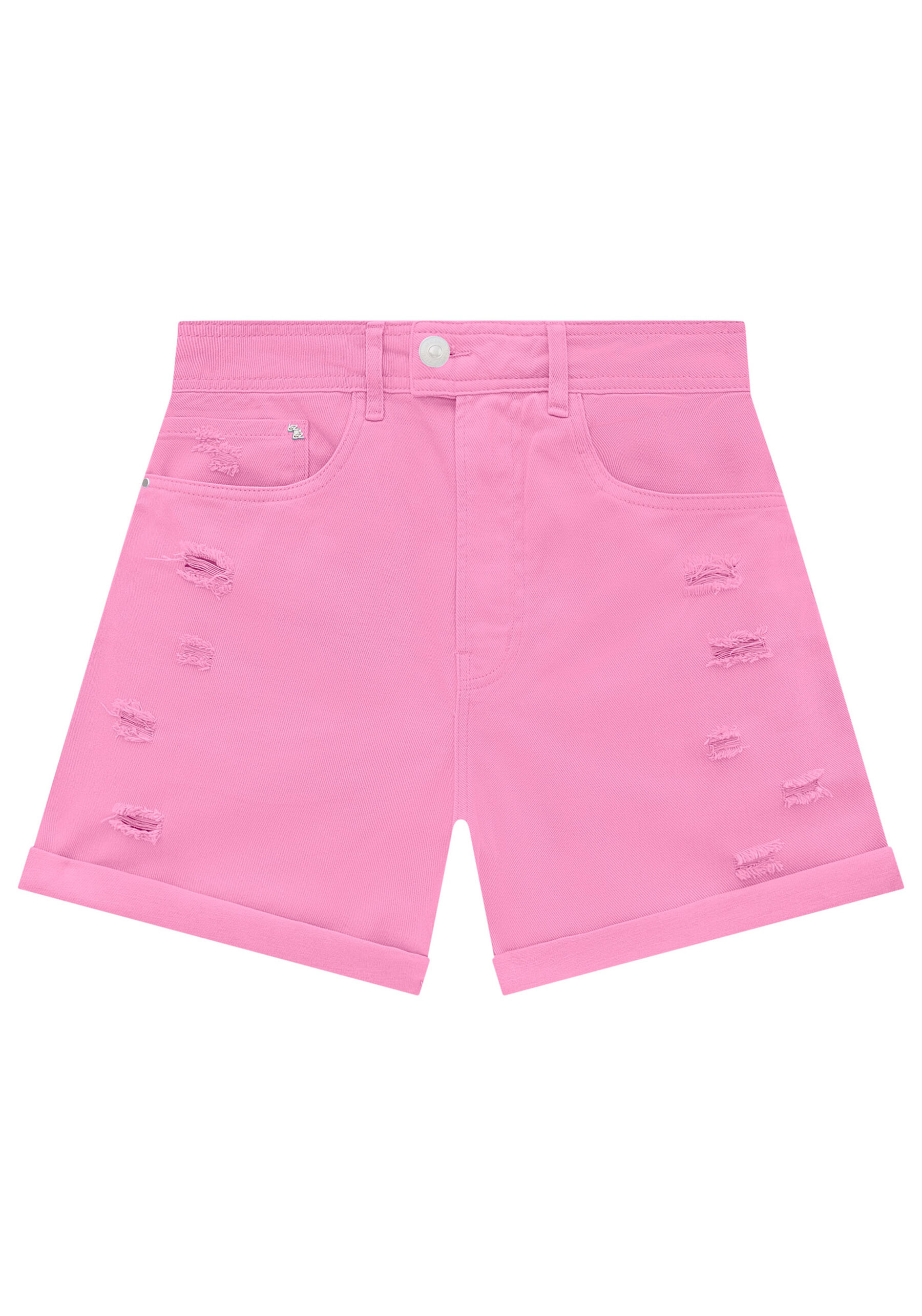 Shorts Sarja Mom com Cintura Super Alta, ROSA FABULOUS. Shorts Sarja Mom com Cintura Super Alta, ROSA FABULOUS, large.