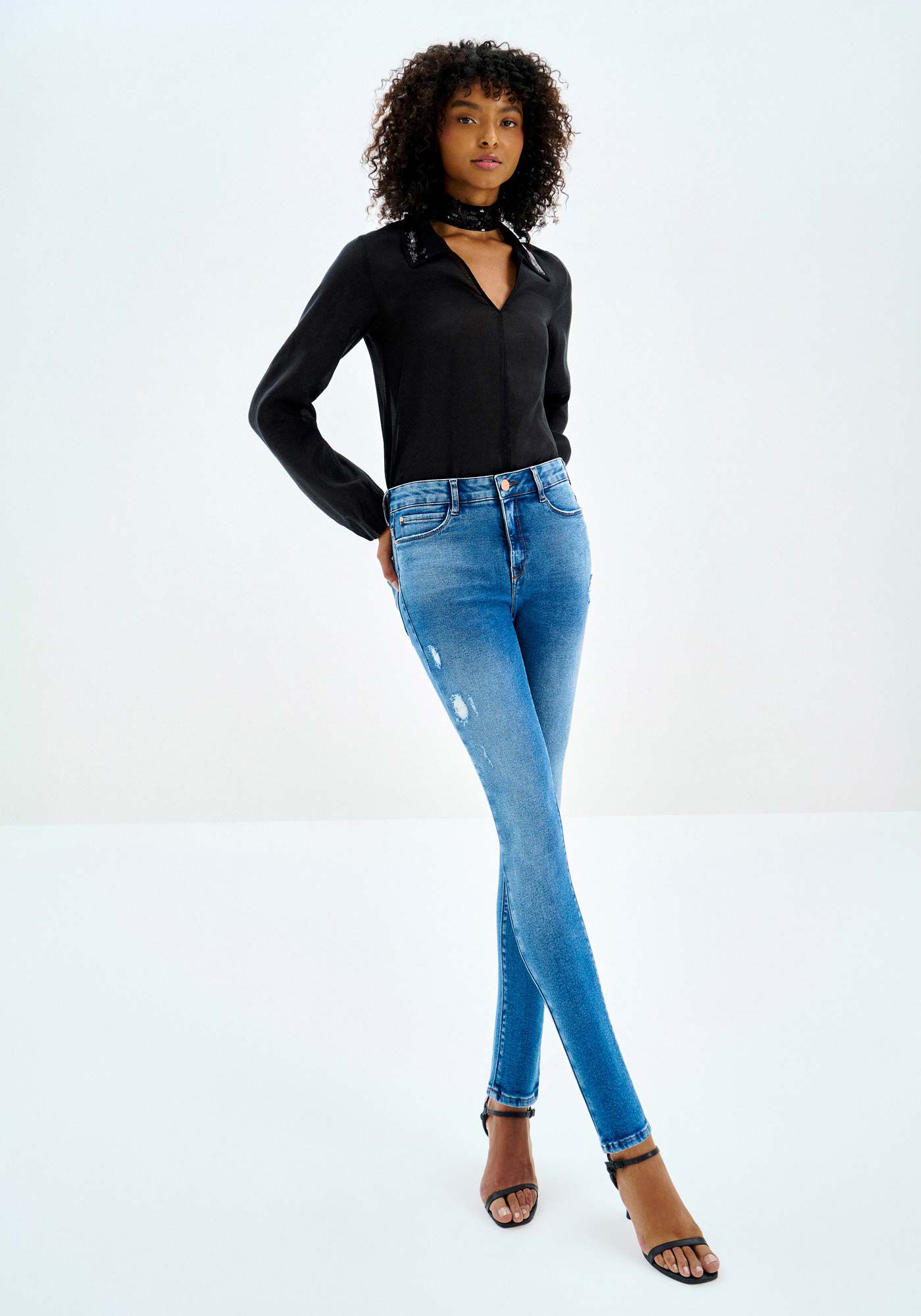 Cal&ccedil;a Jeans Skinny Cintura Alta Shaping, JEANS, large.