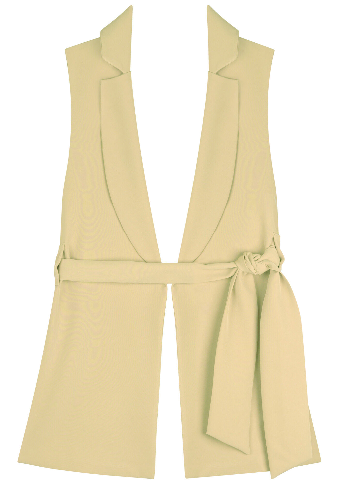 Colete Alongado Com Lapelas E Faixa Em Tecido Plano, BEGE BISCUIT, large.