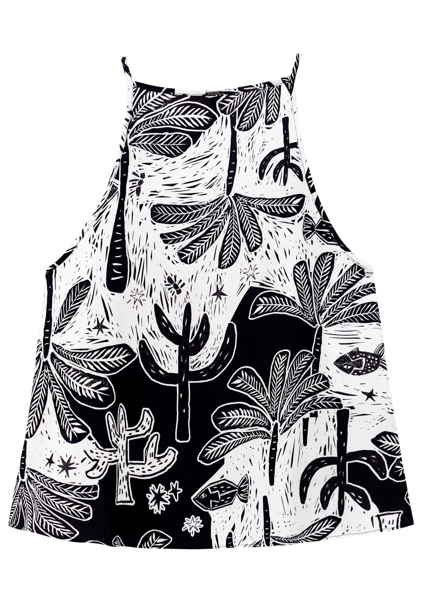 Blusa em Viscose com Detalhe Al&ccedil;as, XILOGRAVURA, large.