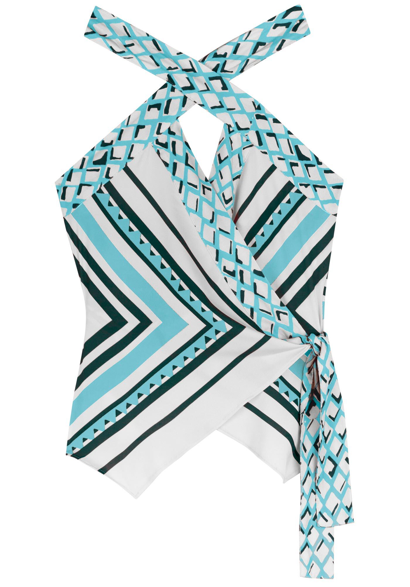 Blusa Frente &Uacute;nica Estampada Com Amarra&ccedil;&atilde;o, , large.