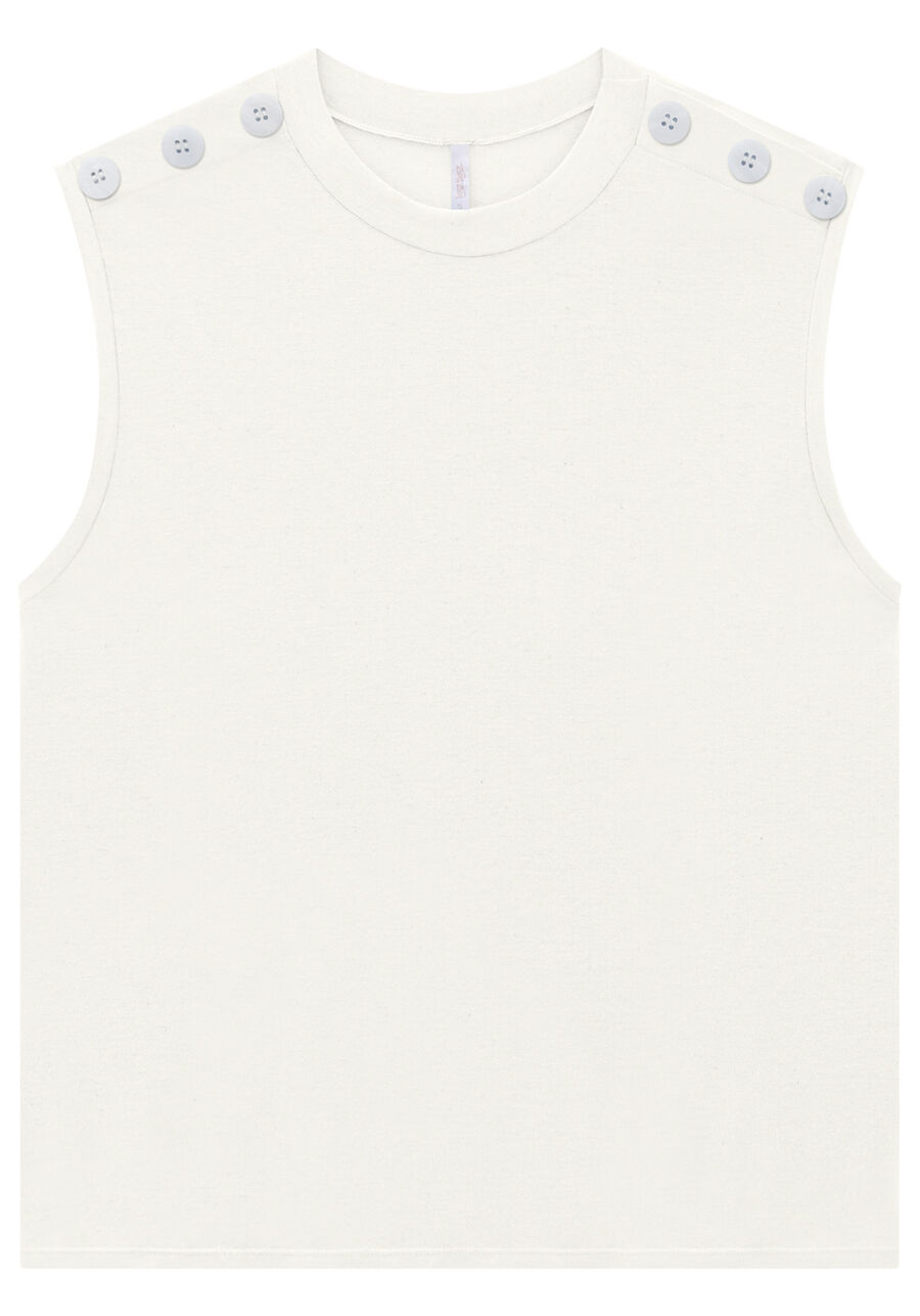 Regata em Malha com Botões Ombros, . Regata em Malha com Botões Ombros, , large.