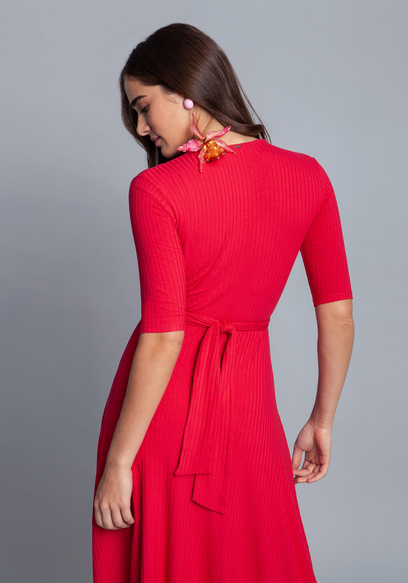 Vestido Malha Canelado Tracy Midi, , large.