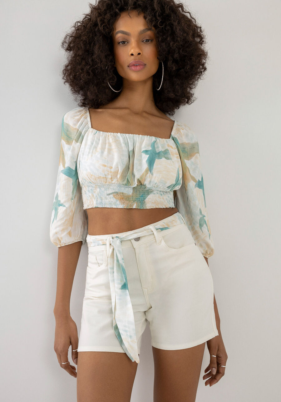 Shorts Sarja Justo Cintura Alta com Lenço, . Shorts Sarja Justo Cintura Alta com Lenço, , large.