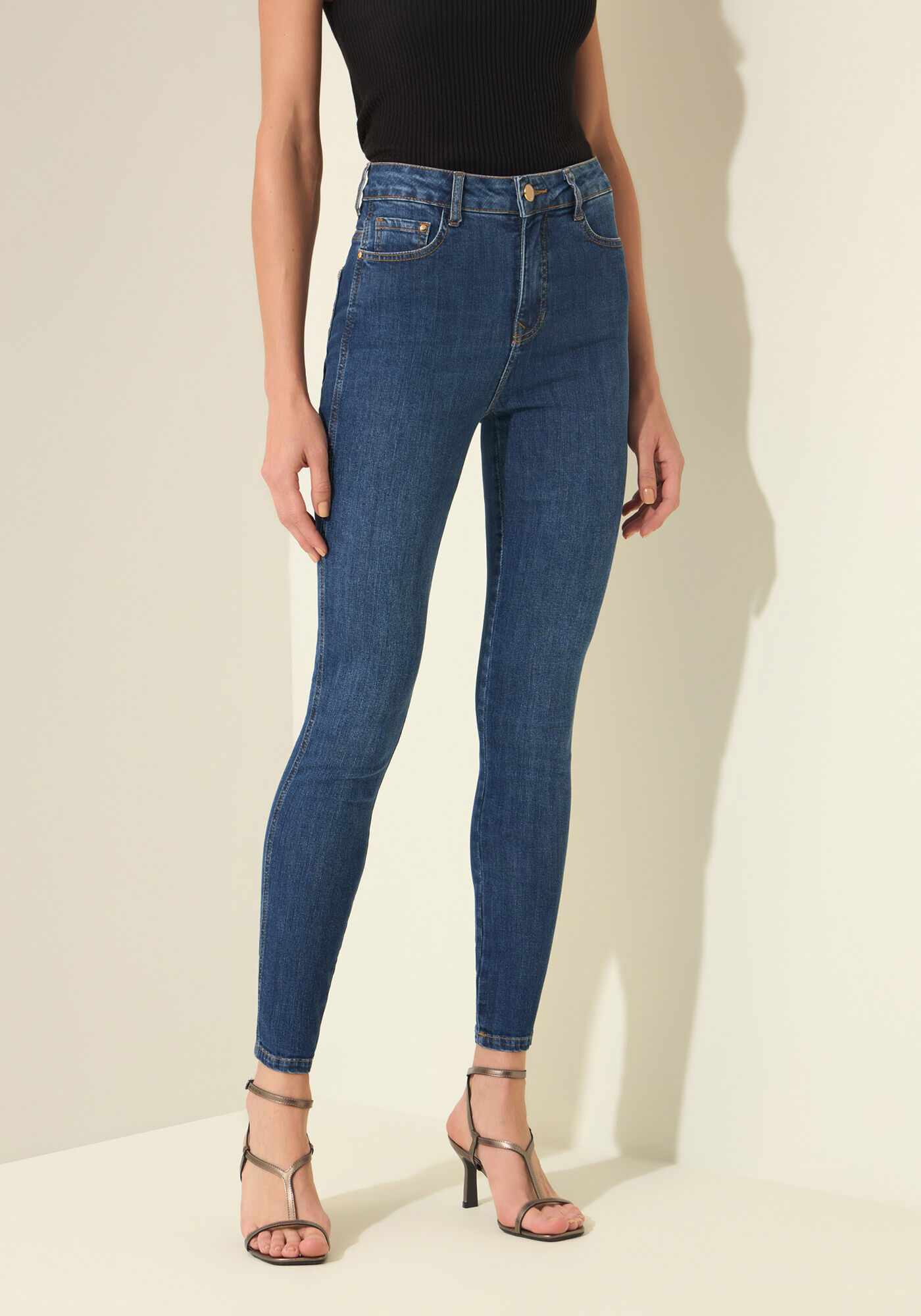 Cal&ccedil;a Jeans Cigarrete Com Cintura Alta Perfect, JEANS, large.