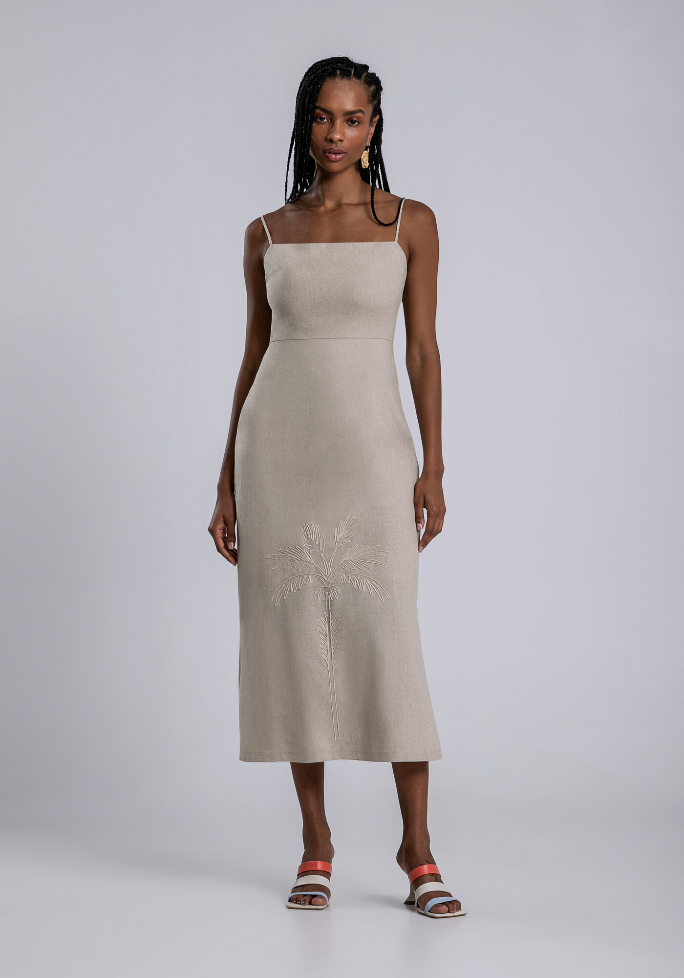 Vestido de outlet linho bordado
