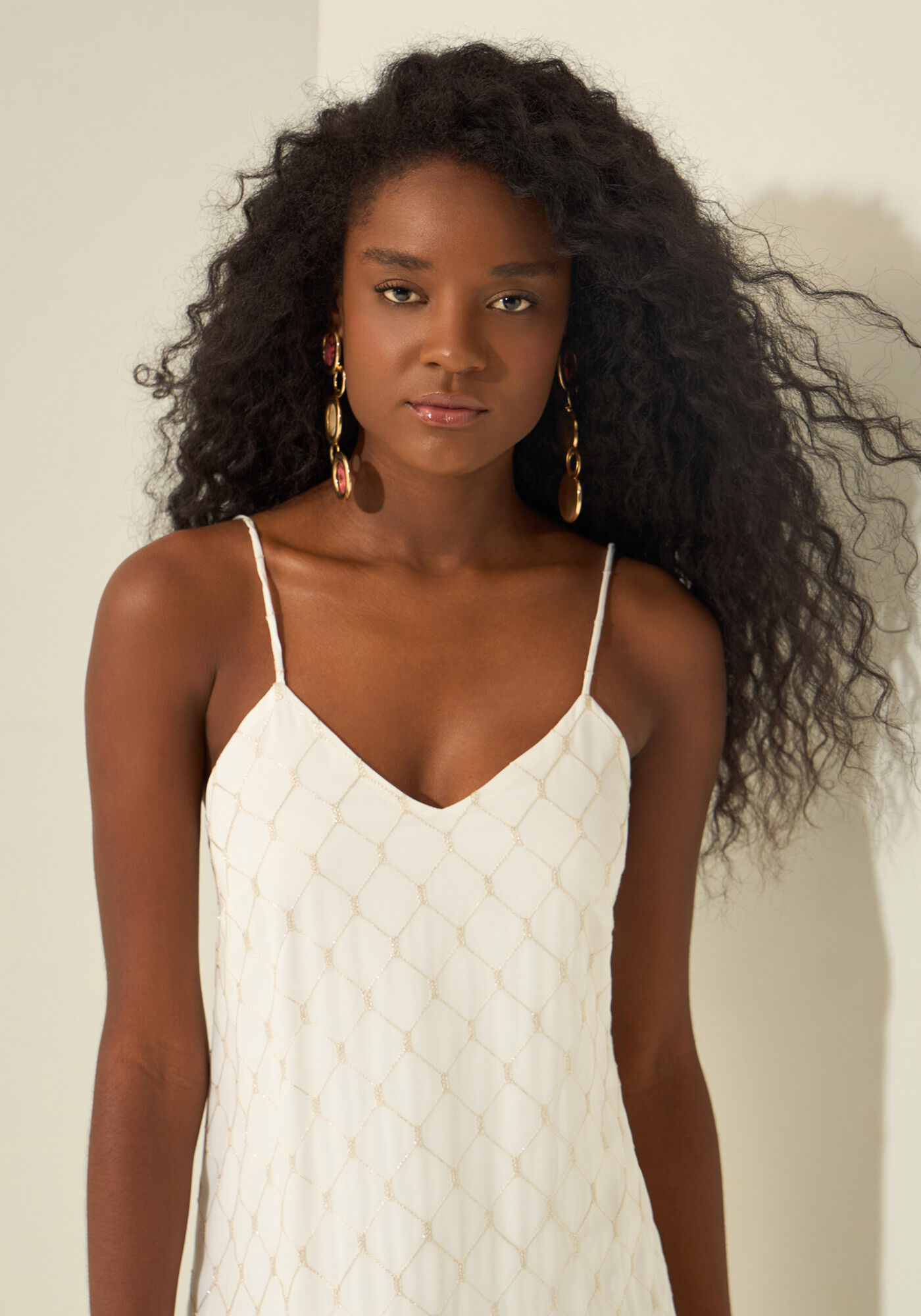 Vestido Longo De Al&ccedil;as Com Decote Em V, BRANCO OFF WHITE, large.