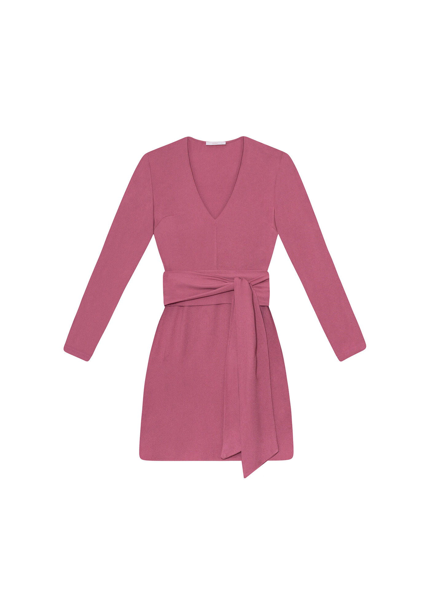 Vestido Curto Manga Longa Faixa, , large.