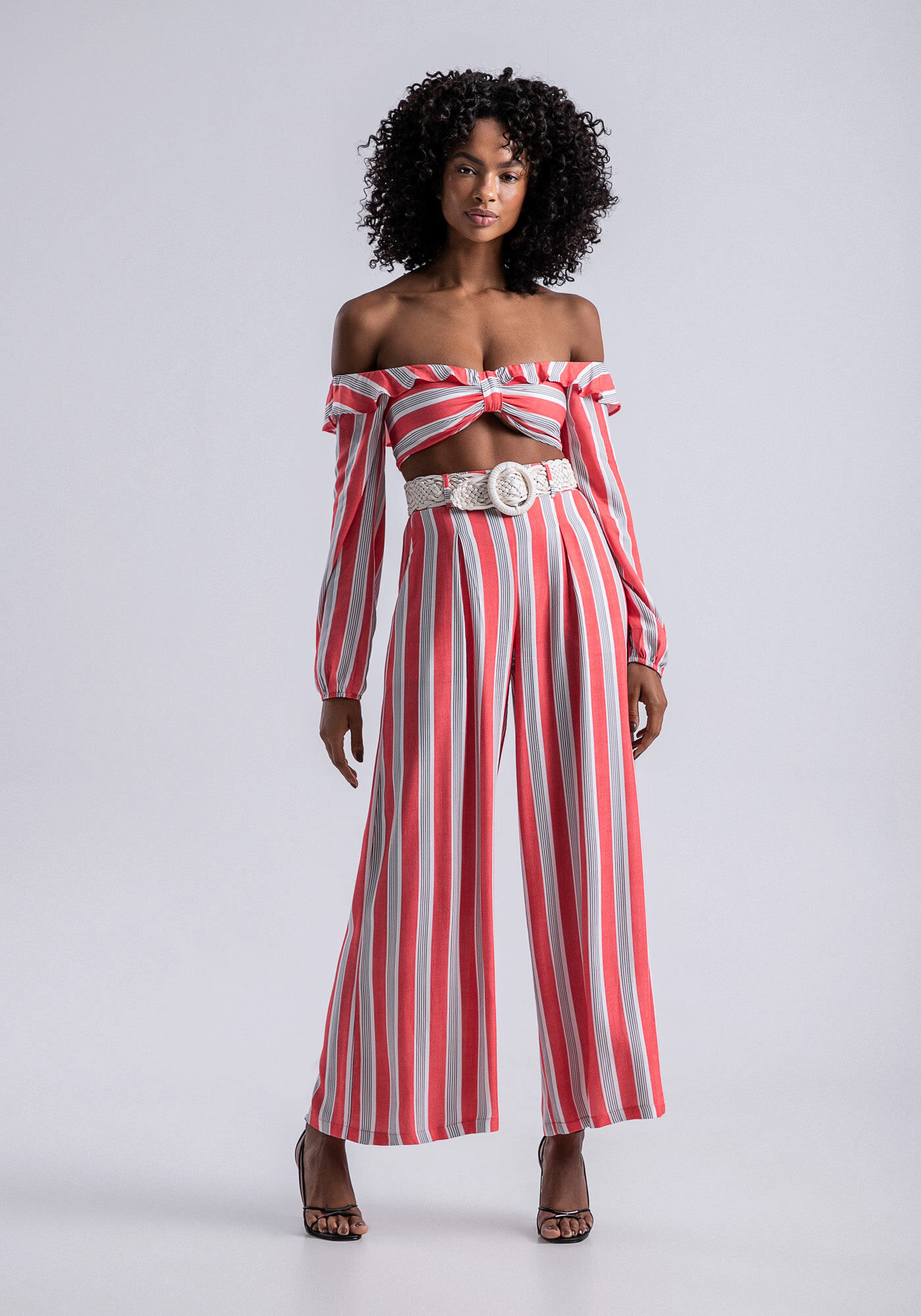 Cal&ccedil;a Pantalona em Viscose com Pregas, URUCUM, large.