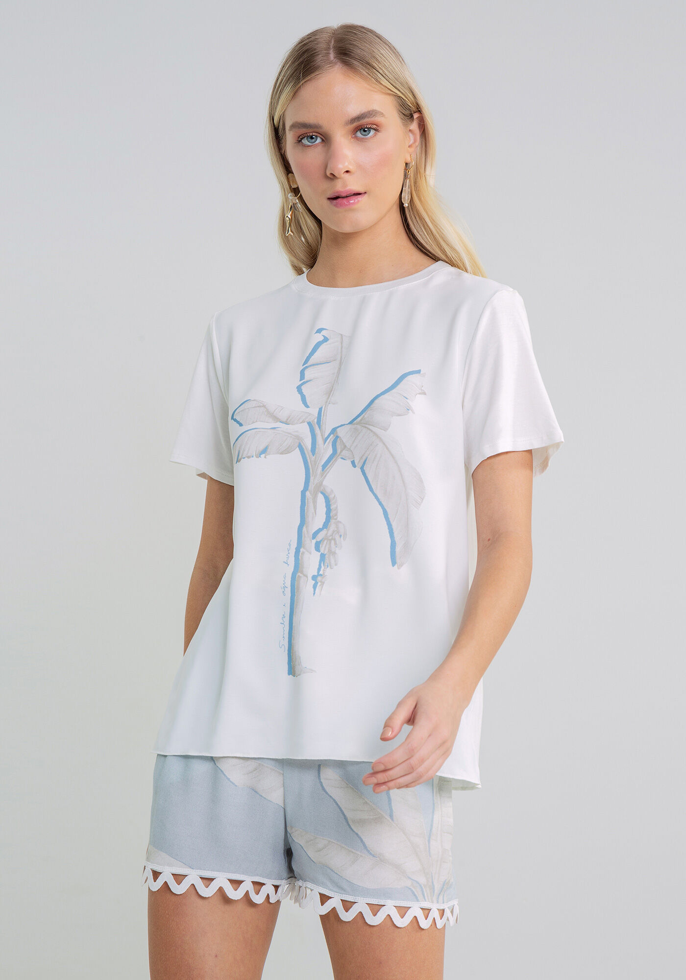 Blusa Manga Curta Estampa, , large.