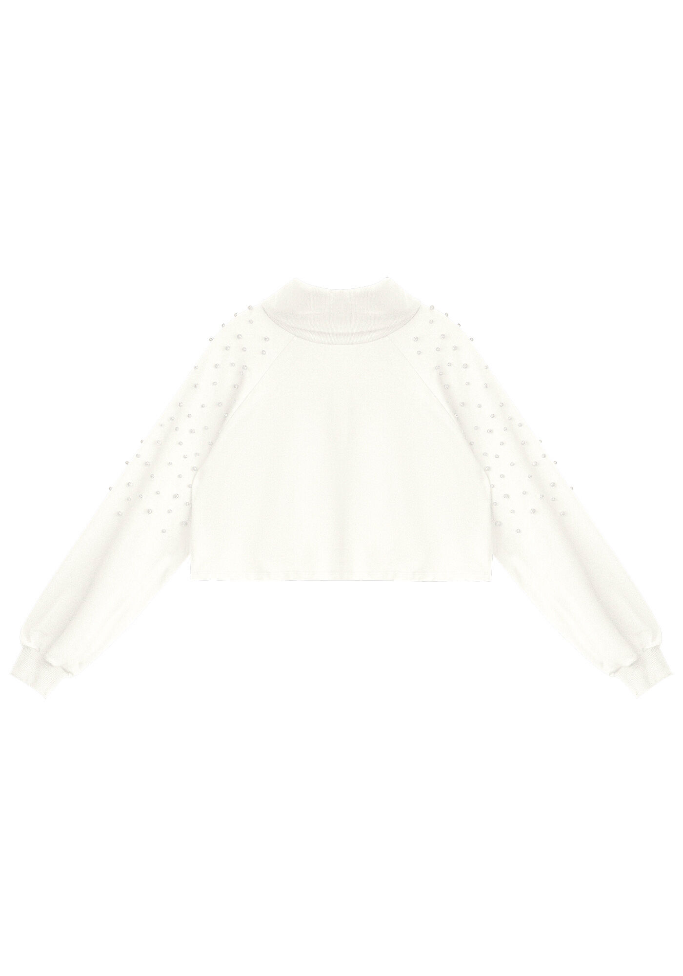 Blus&atilde;o Gola Alta em Molecotton com P&eacute;rolas, , large.