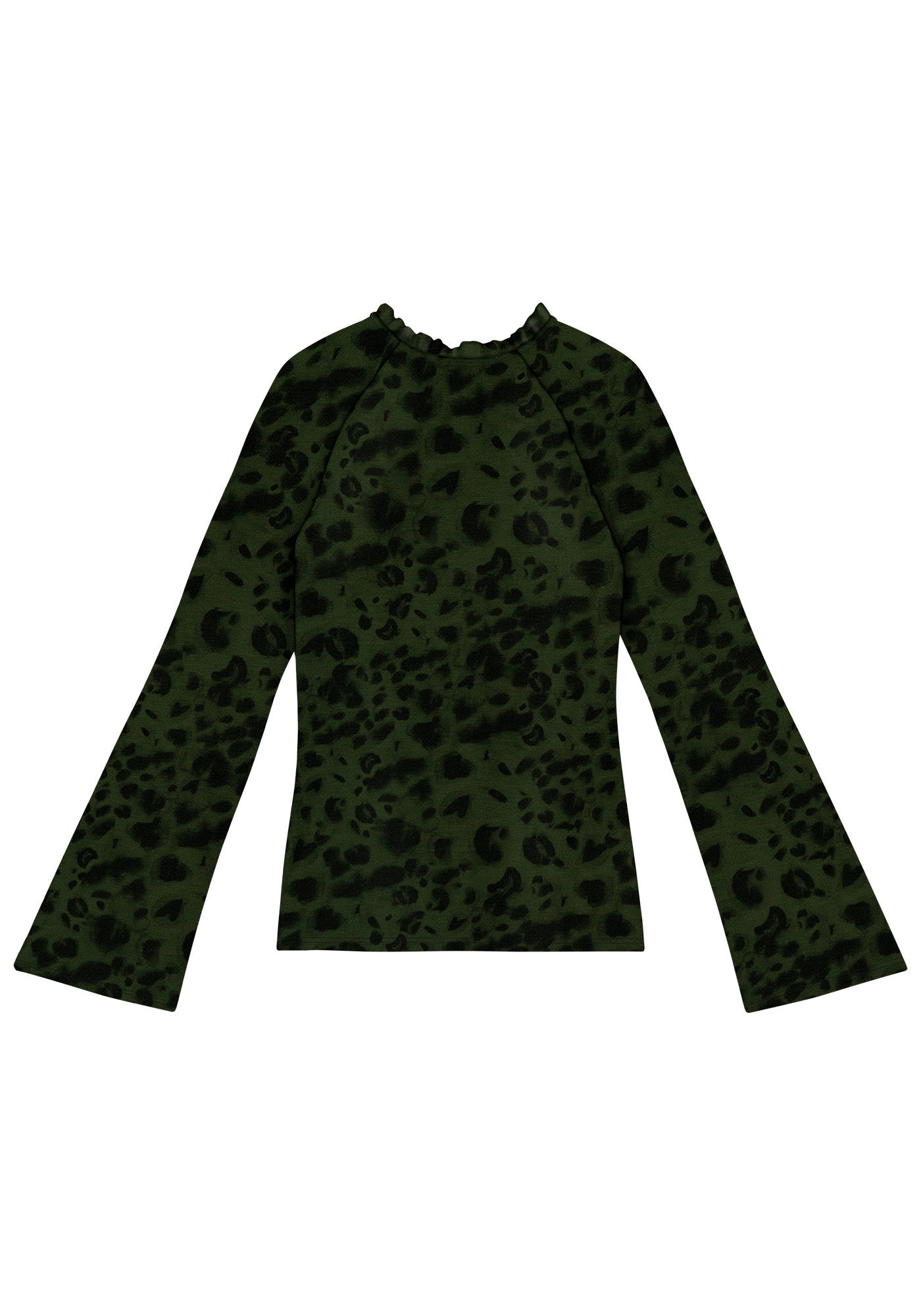 Blusa Manga Longa Flare Estampada com Babado, FOREST, large.