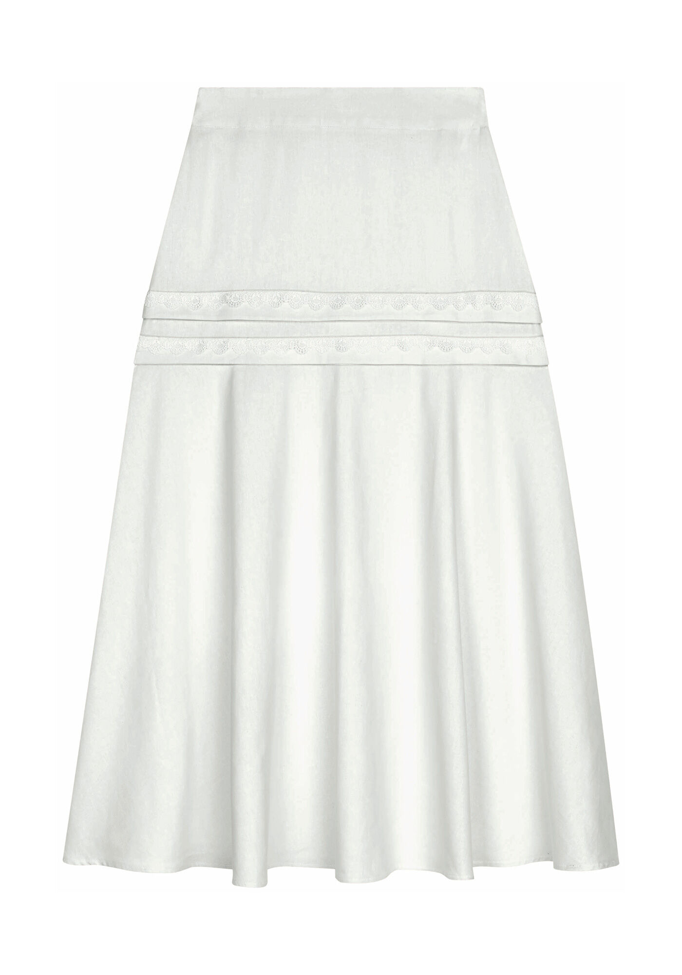 Saia Midi em Linho com Recorte Renda, , large.
