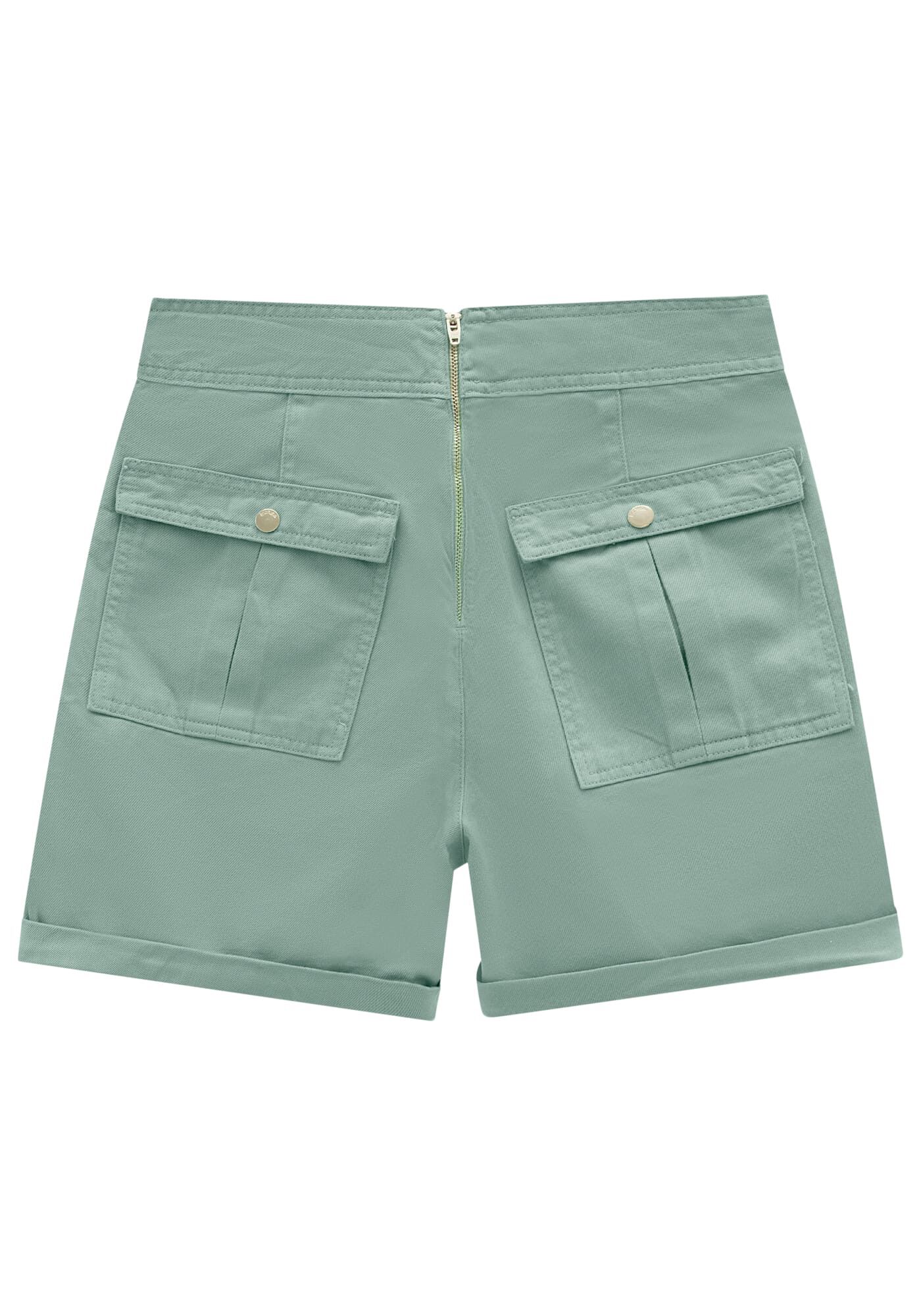 Shorts Sarja Alfaiataria com Corrente C&oacute;s, , large.