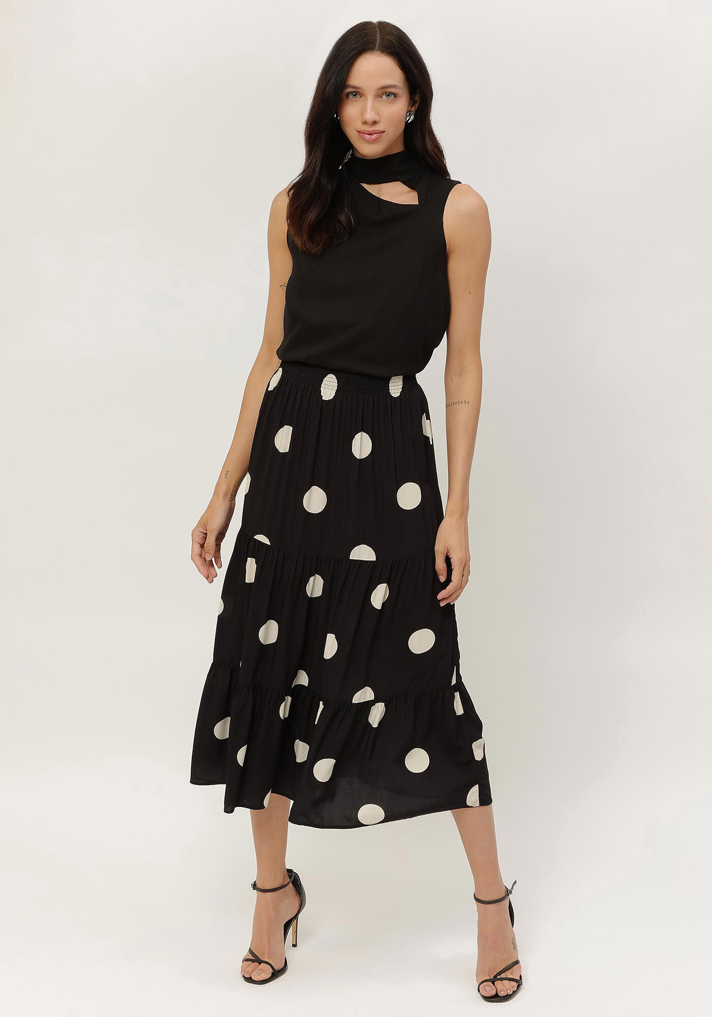 Blusa em Viscose com Cut e La&ccedil;o Gola, , large.