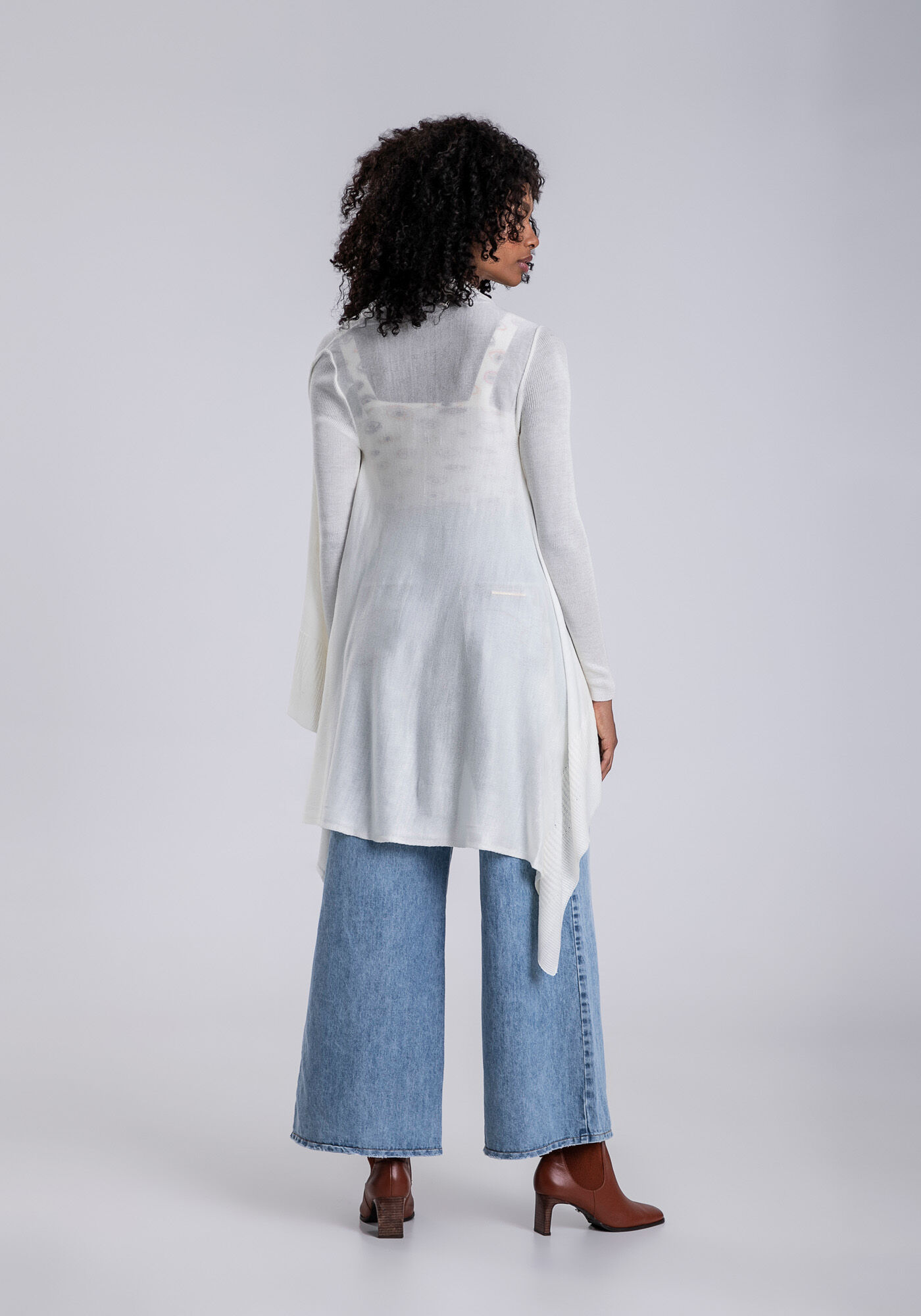 Cardigan Alongado Tric&ocirc; Barra Assim&eacute;trica, , large.