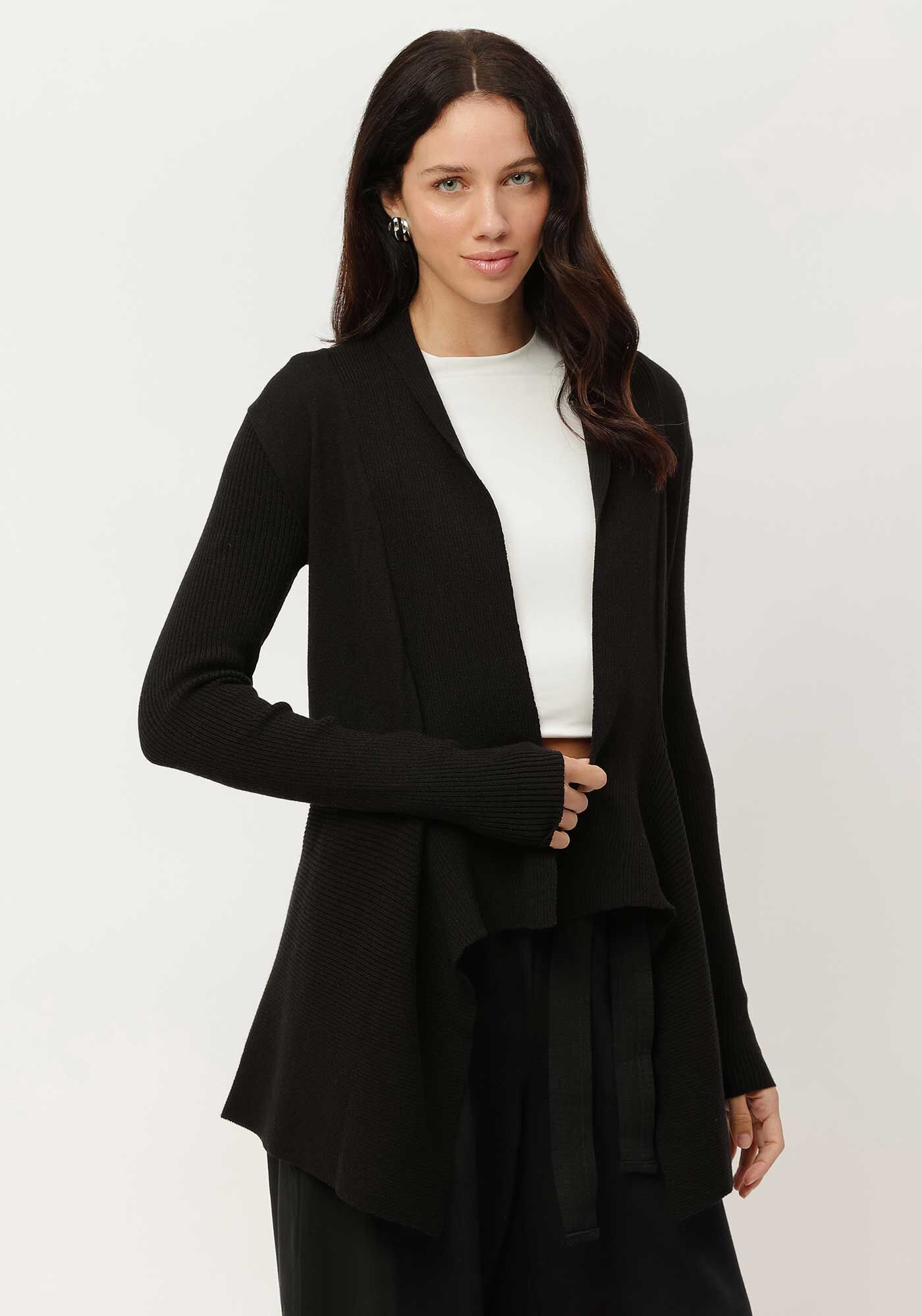 Cardigan Alongado em Tric&ocirc; com Gola, , large.