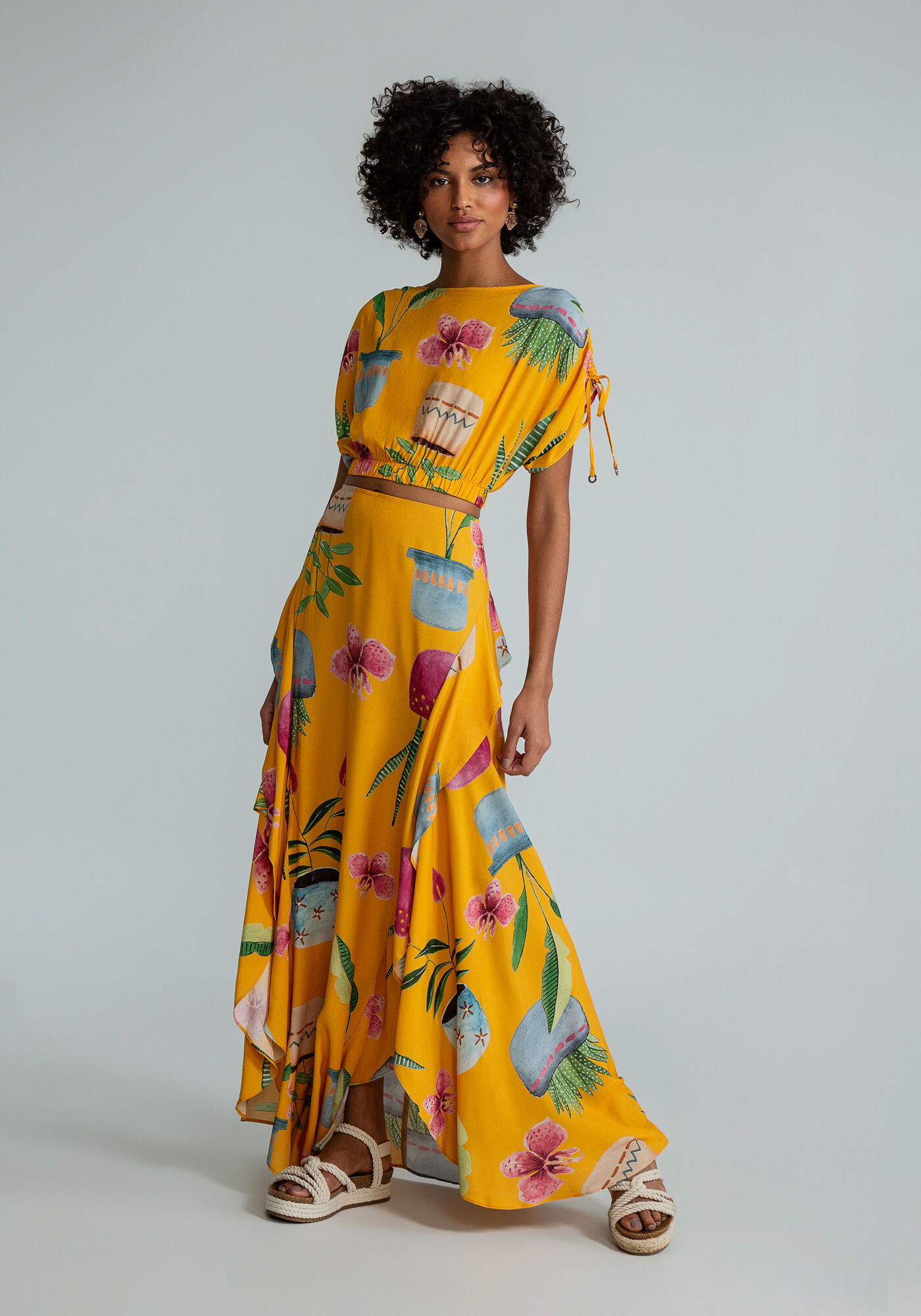 Saia Longa Babados Estampado, VARANDA, large.