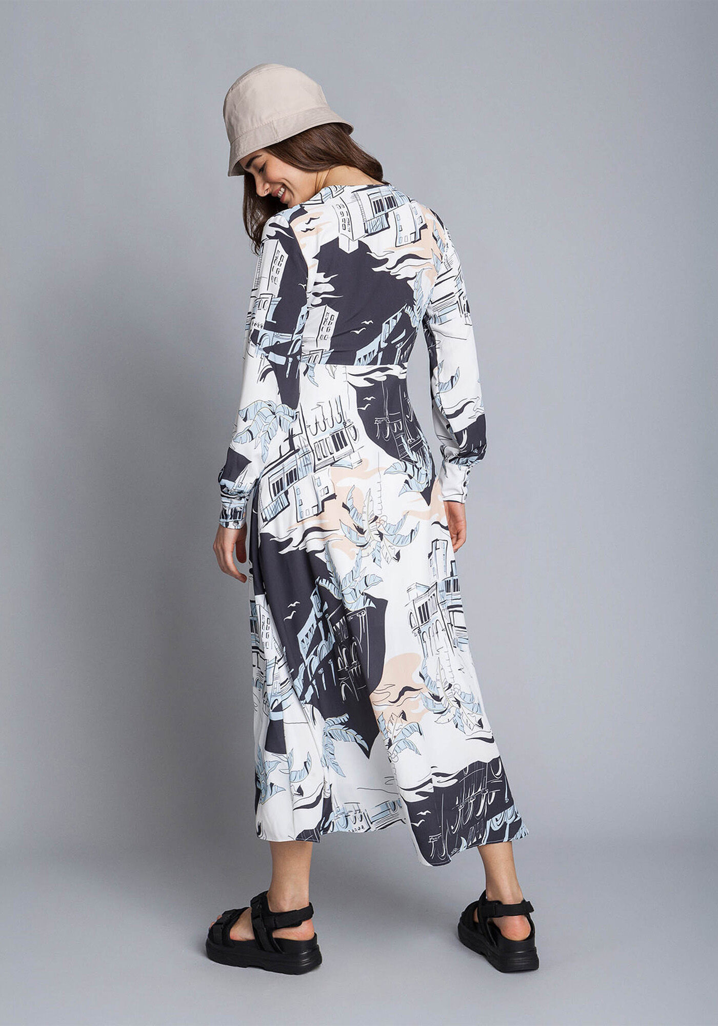 Vestido M&iacute;di Recorte Plissado, , large.