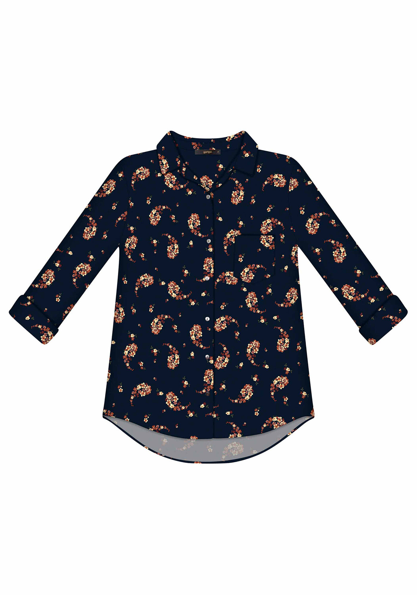 Camisa Manga 3/4 Estampada Tecido, , large.