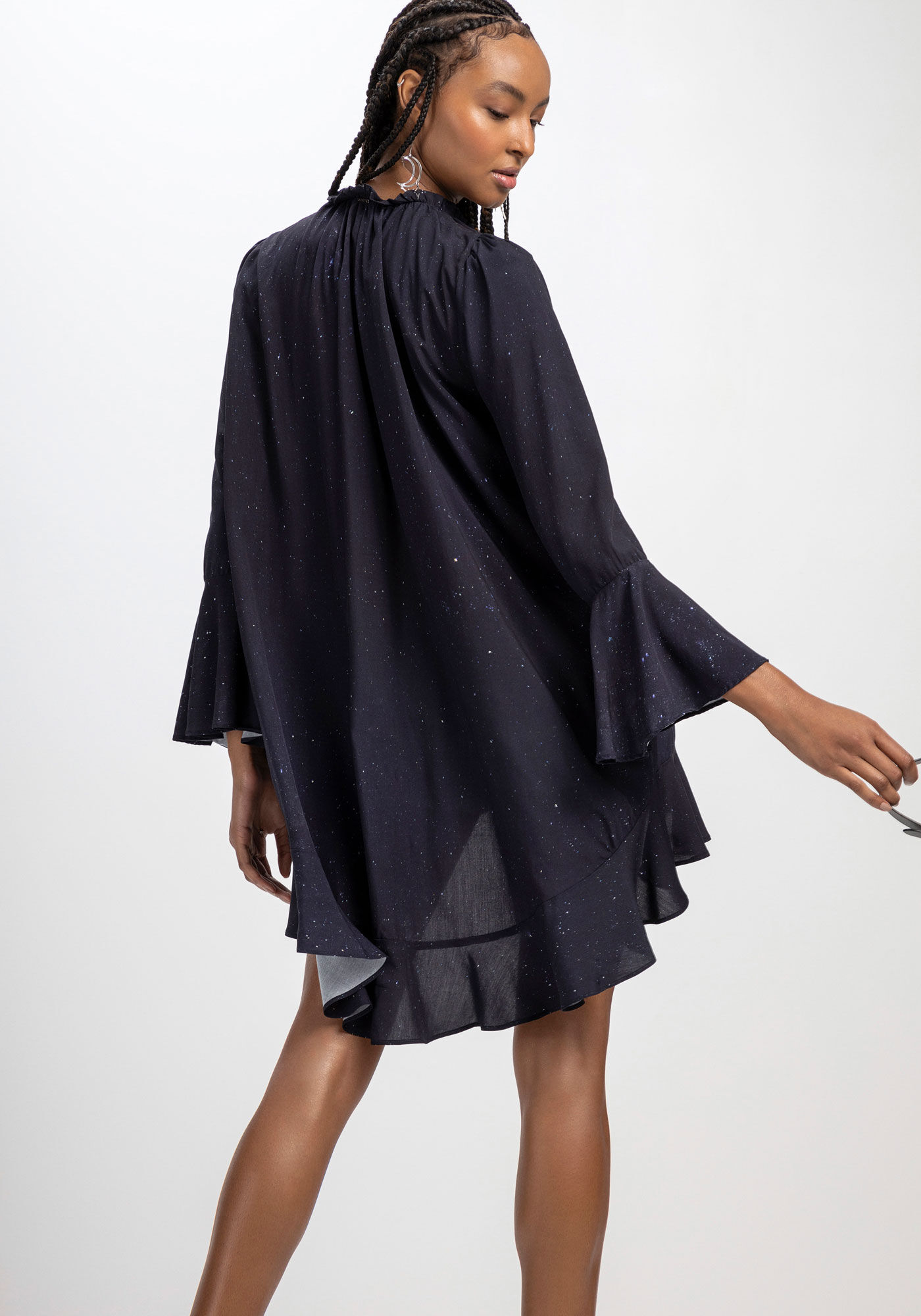 Blusa Kimono Alongada com Babados, COSMOS, large.