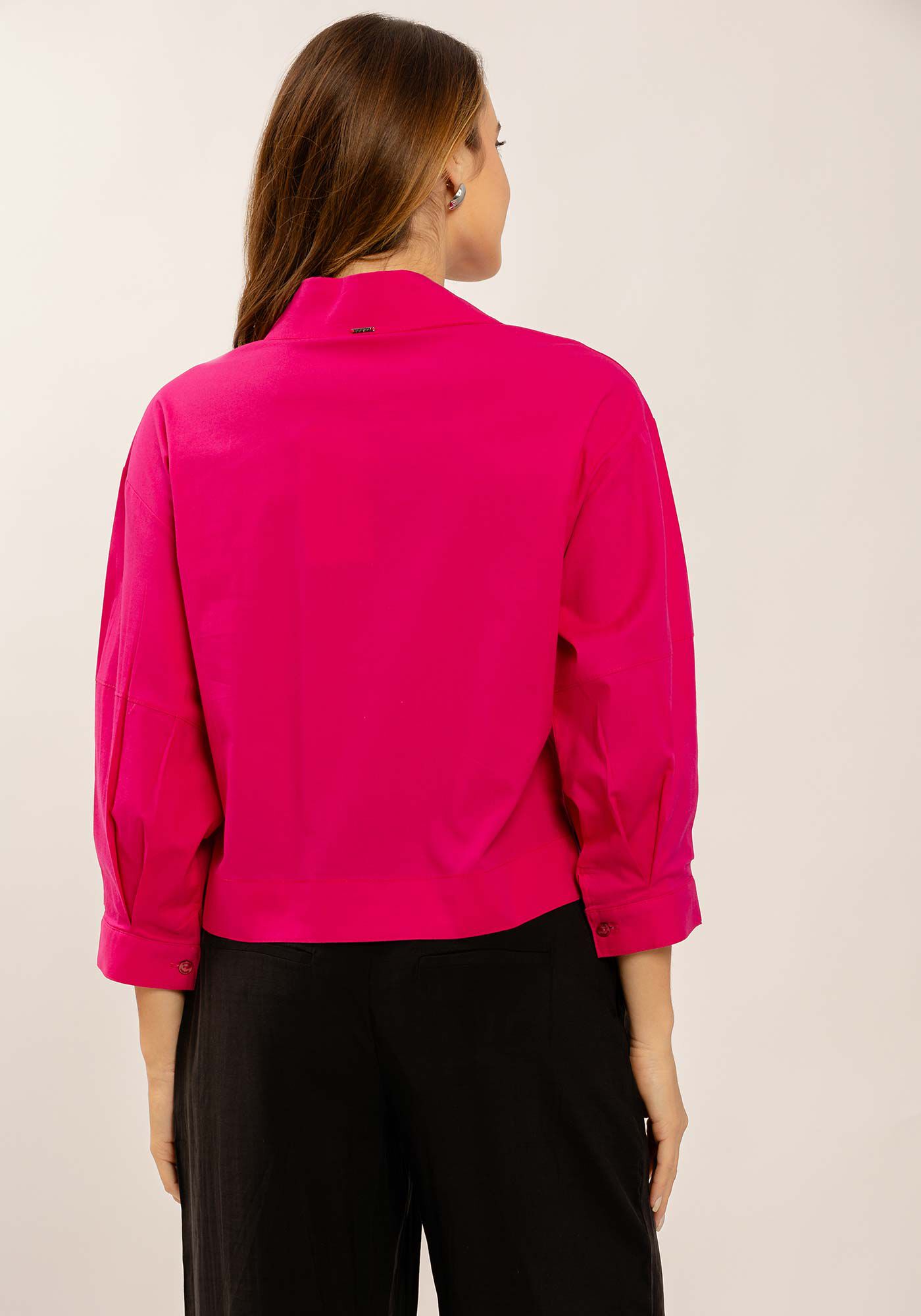 Camisa Curta com Manga 3/4 Bufante, , large.