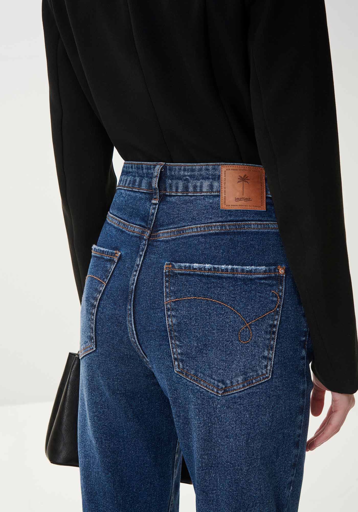 Cal&ccedil;a Jeans Mom Cropped Super Alta com Elastano, , large.