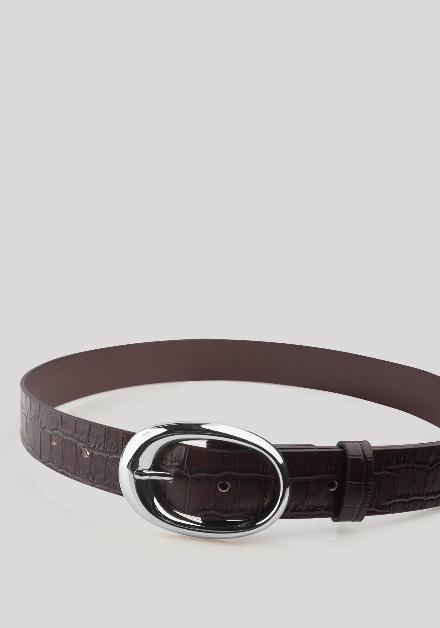 Cinto De Quadril Com Fivela Metalizada Em Couro Croco, , large.