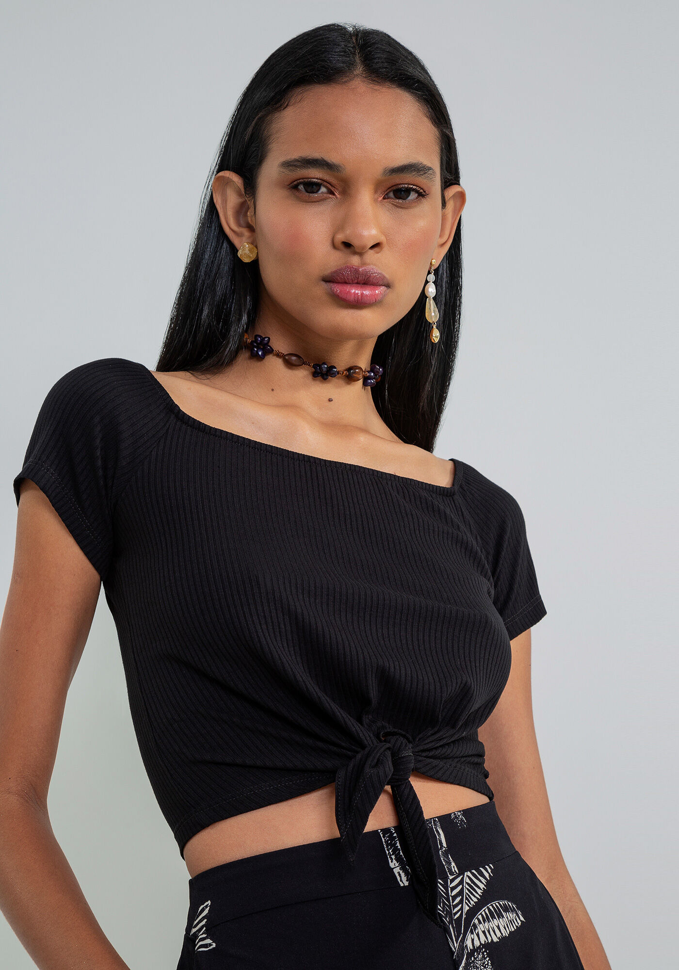 Blusa Cropped Ombro a Ombro Salm&atilde;o Moscou, , large.