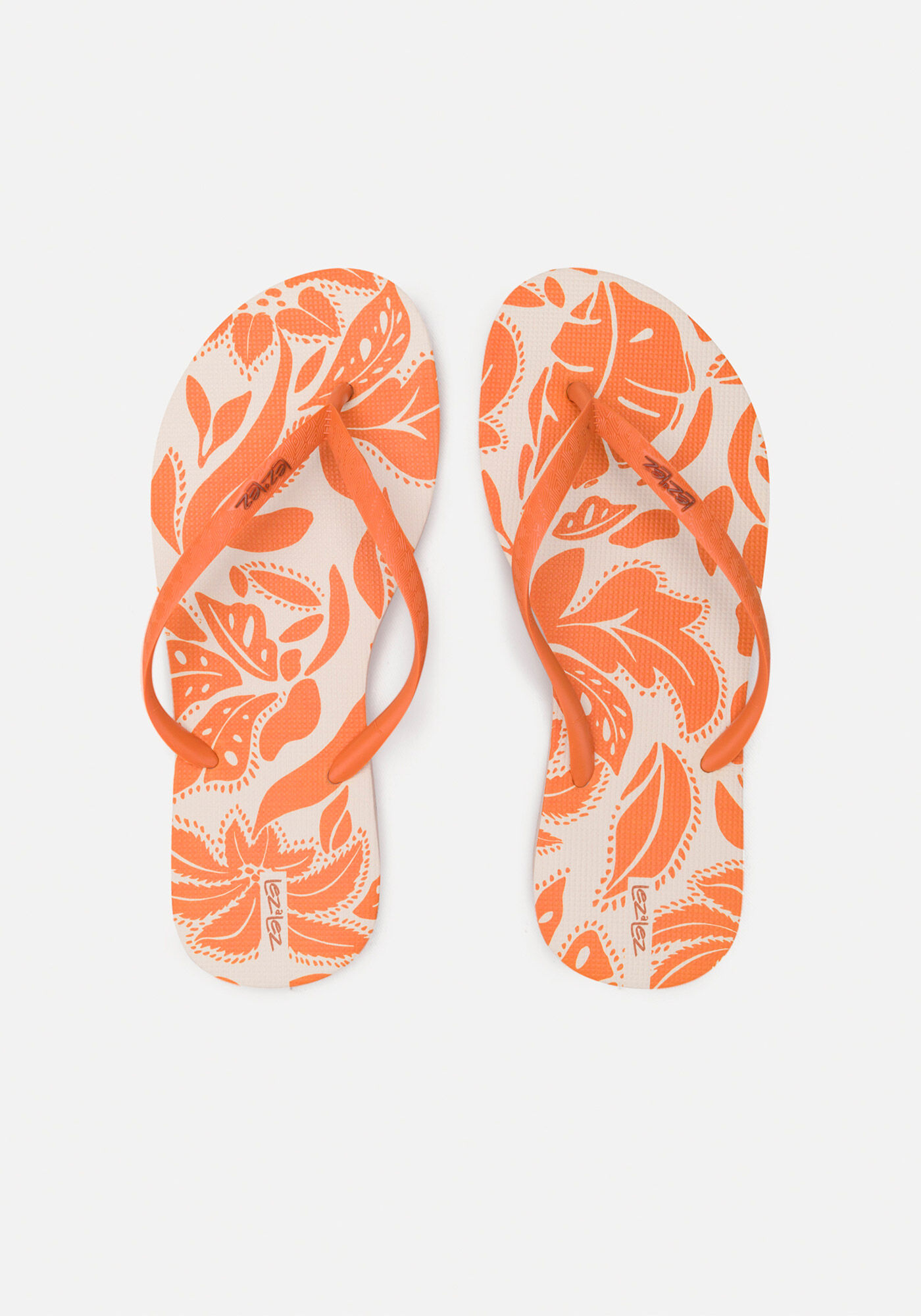 Chinelo Feminino De Tiras Com Sola Estampada, FOLHAGENS BEGE, large.