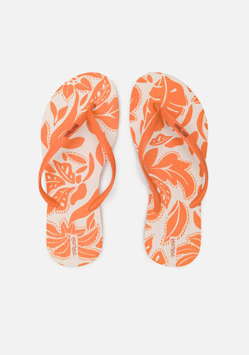 Chinelo Feminino De Tiras Com Sola Estampada, FOLHAGENS BEGE. Chinelo Feminino De Tiras Com Sola Estampada, FOLHAGENS BEGE, large.