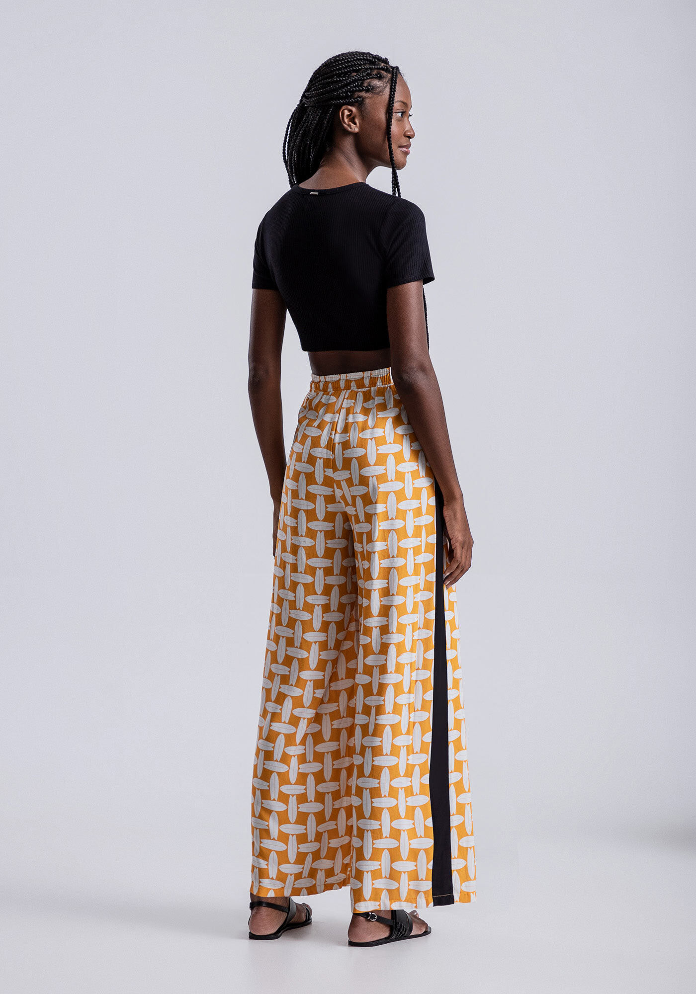 Blusa Cropped Canelada com Recorte V Barra, , large.