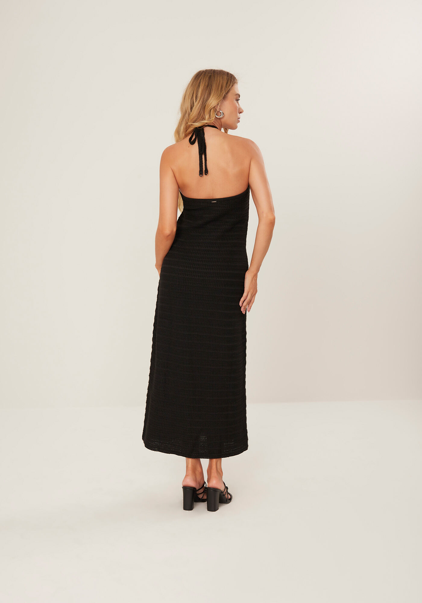 Vestido Midi em Tric&ocirc; com Decote Frente &Uacute;nica, , large.