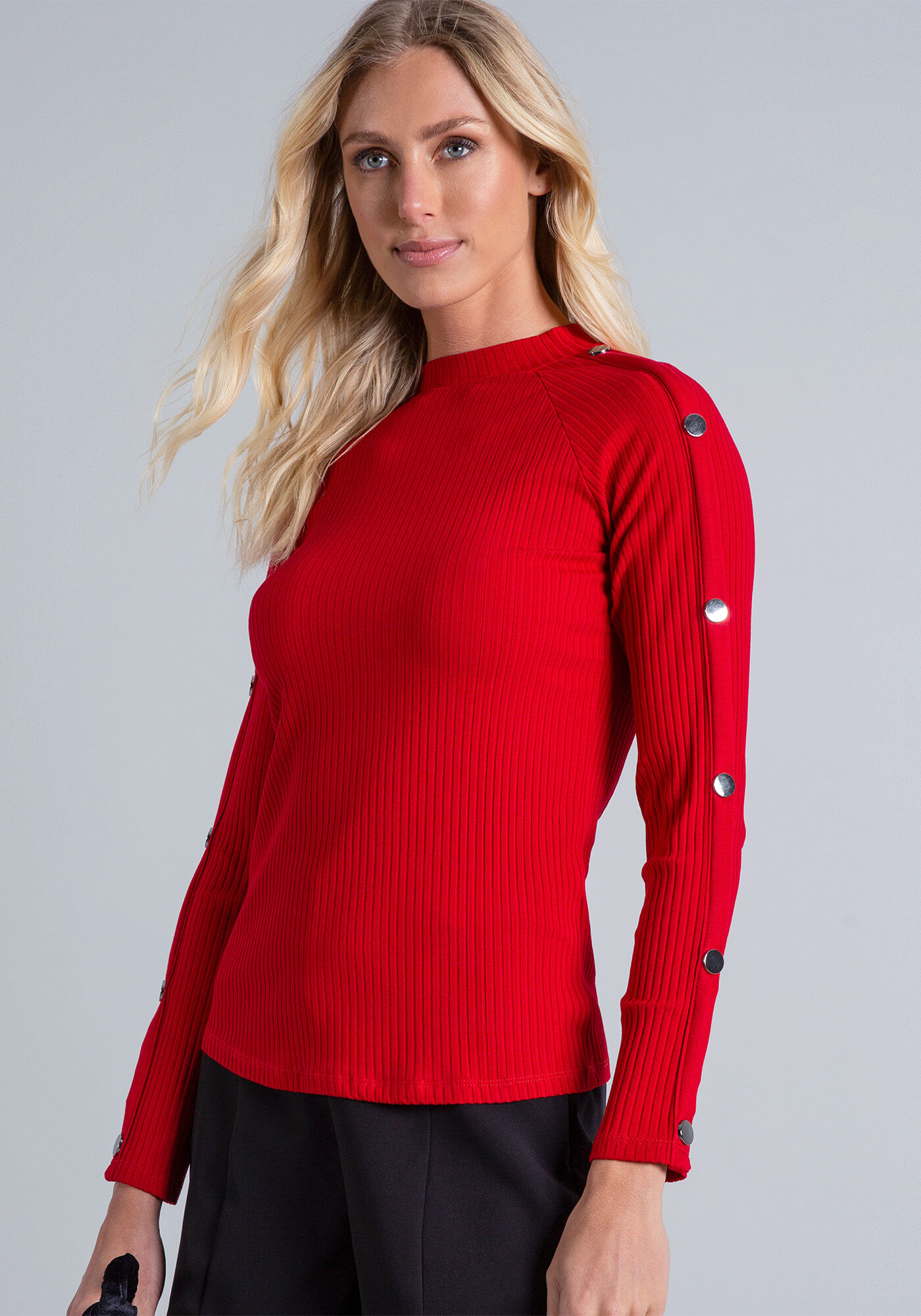 Blusa Manga Longa Rebites, , large.