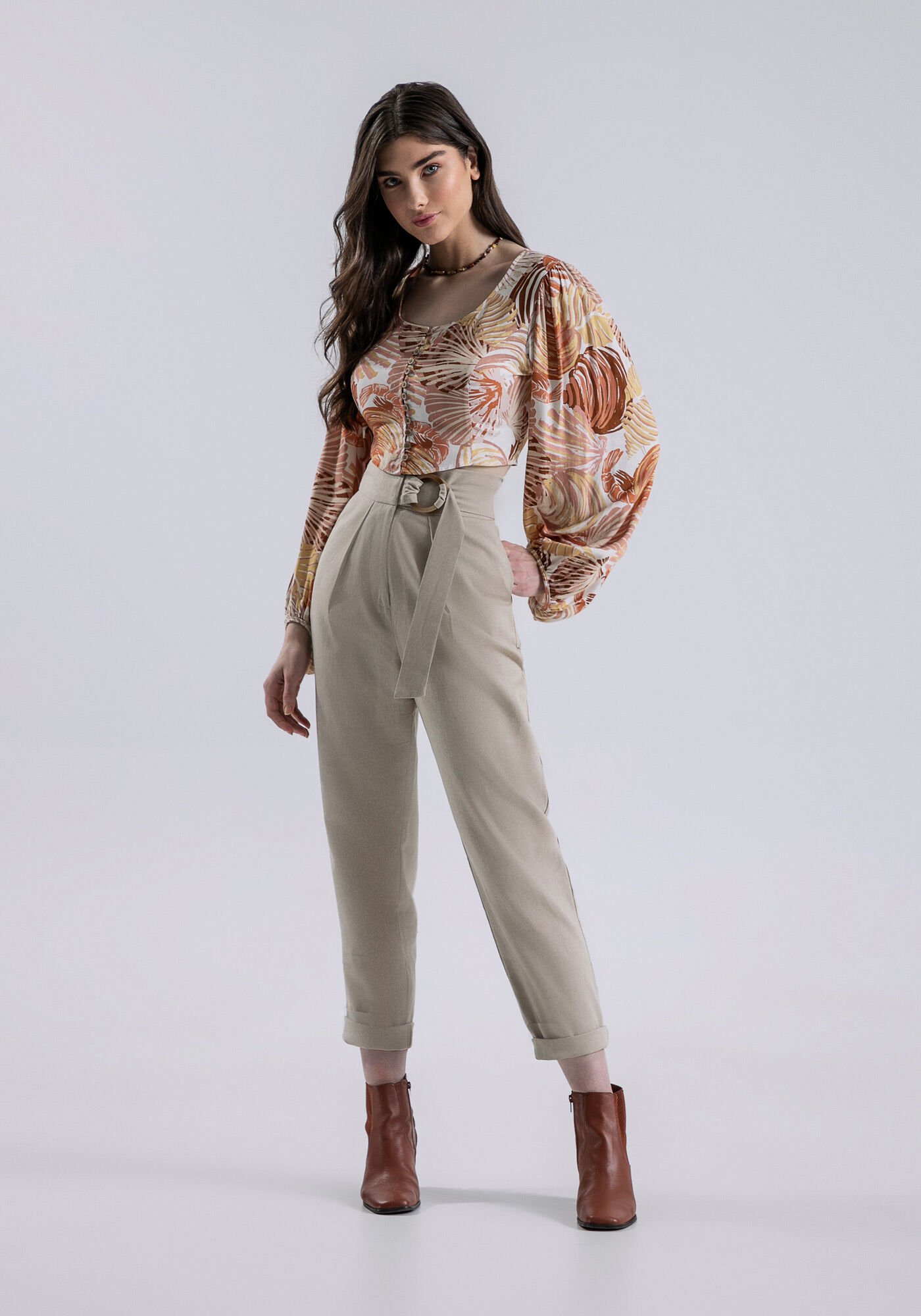 Blusa Cropped com Manga Longa Ampla, , large.