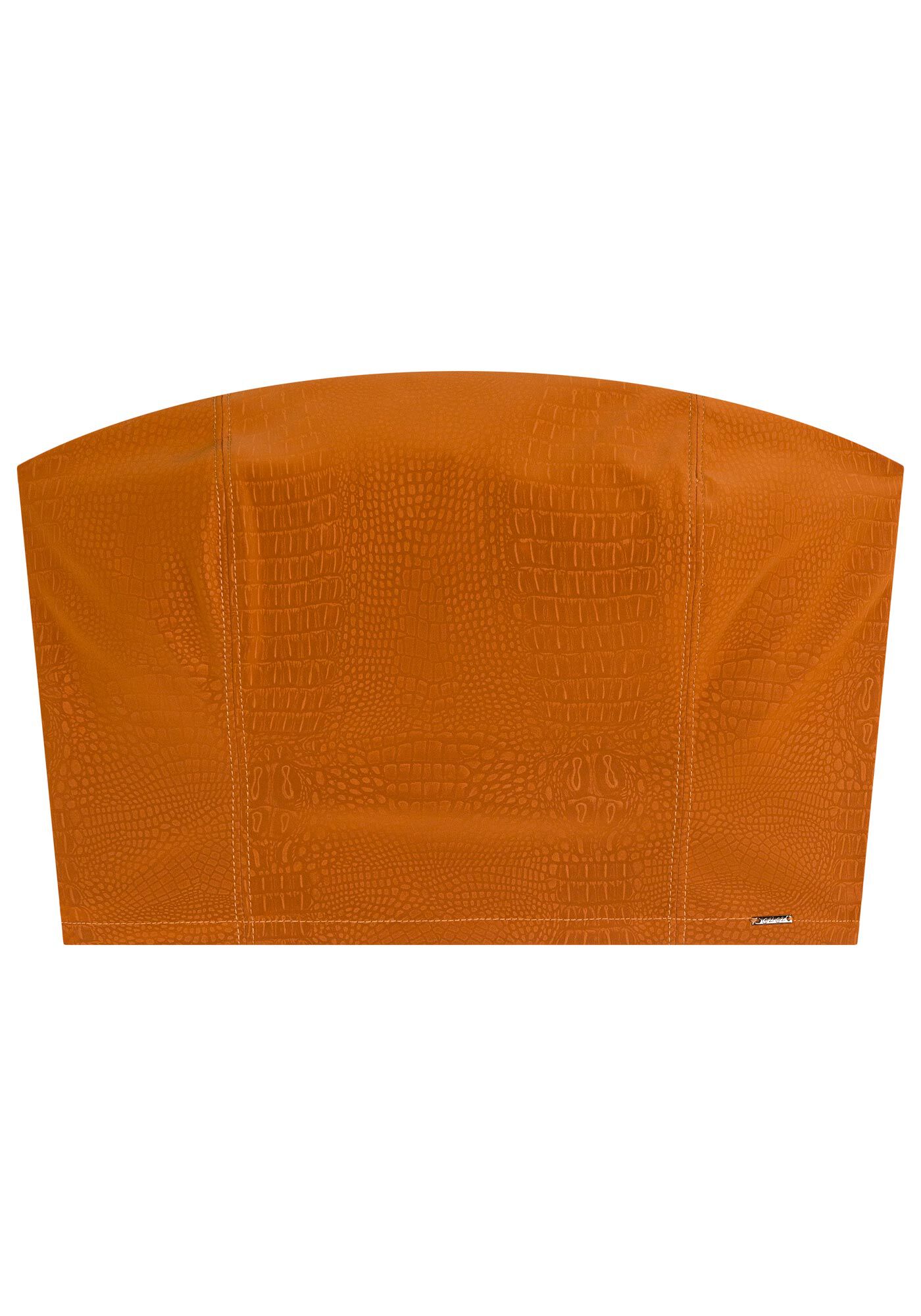 Blusa Curta Sem Al&ccedil;as Com Z&iacute;per Em Malha Leather, , large.