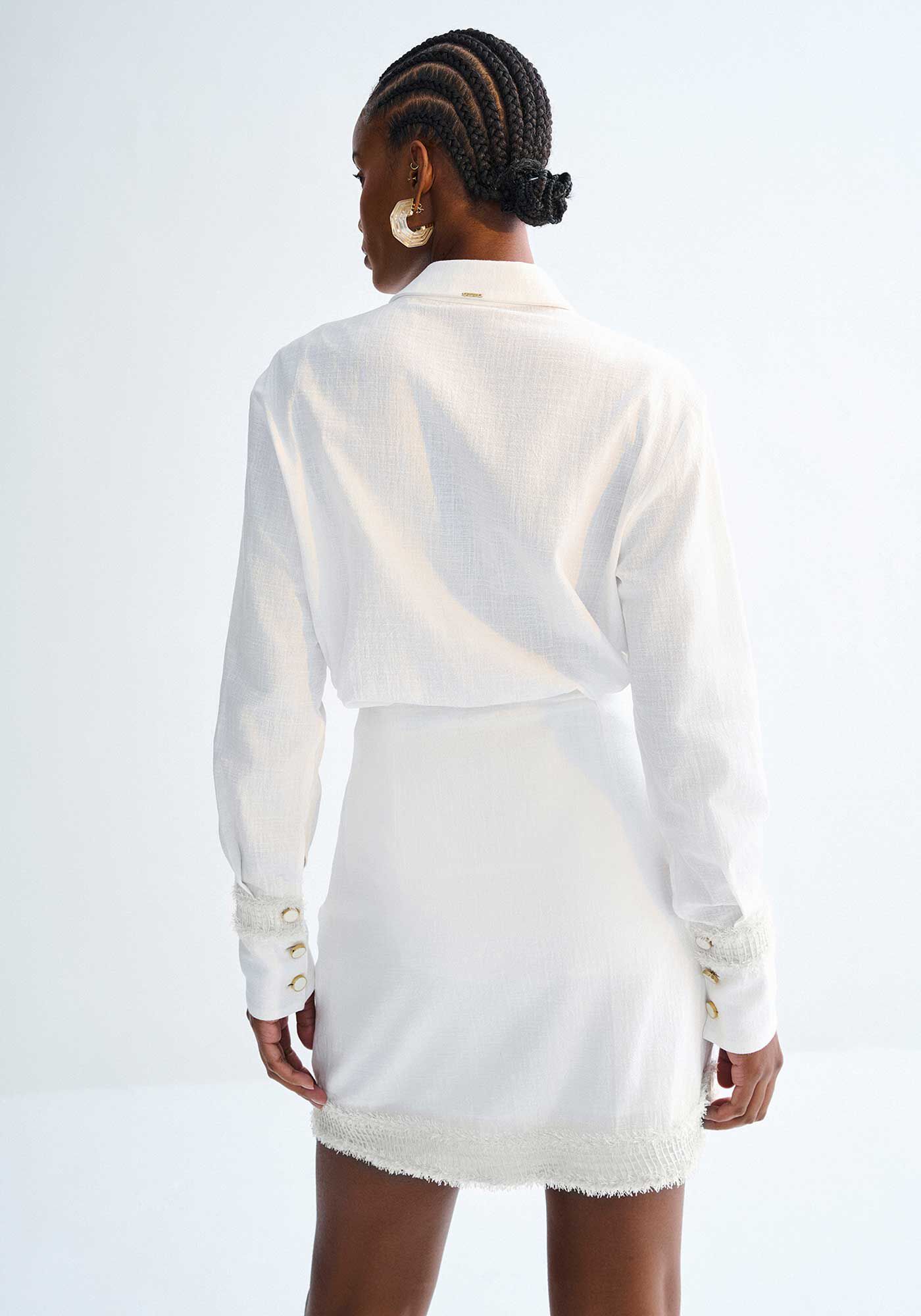 Saia Curta em Tecido Cotton com Detalhe Barra, , large.