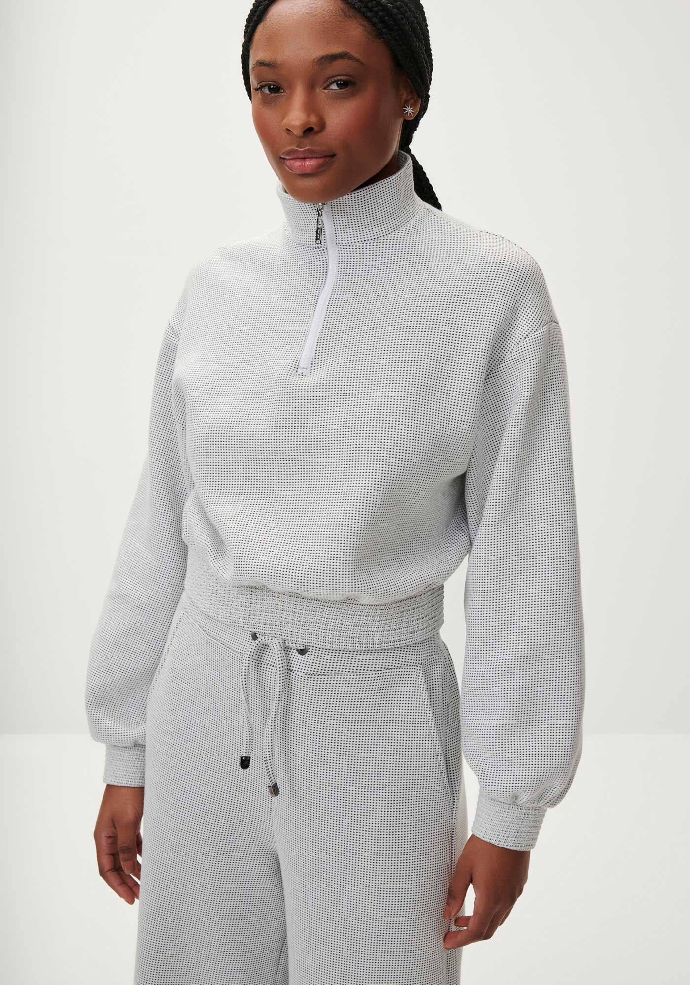 Blus&atilde;o em Moletom Texturizado com Z&iacute;per Gola, , large.