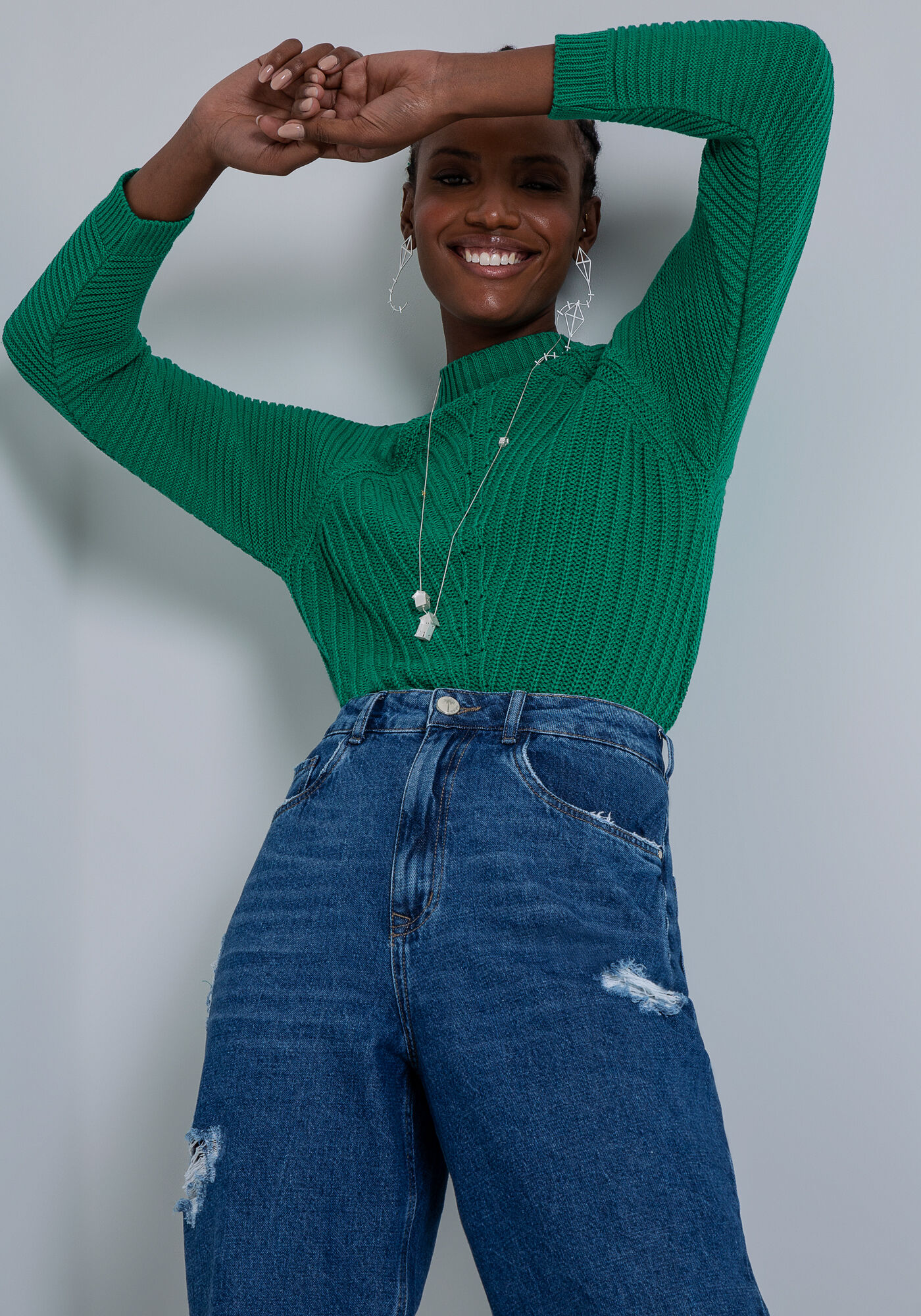 Cal&ccedil;a Jeans Wide Leg com Cintura Super Alta, , large.