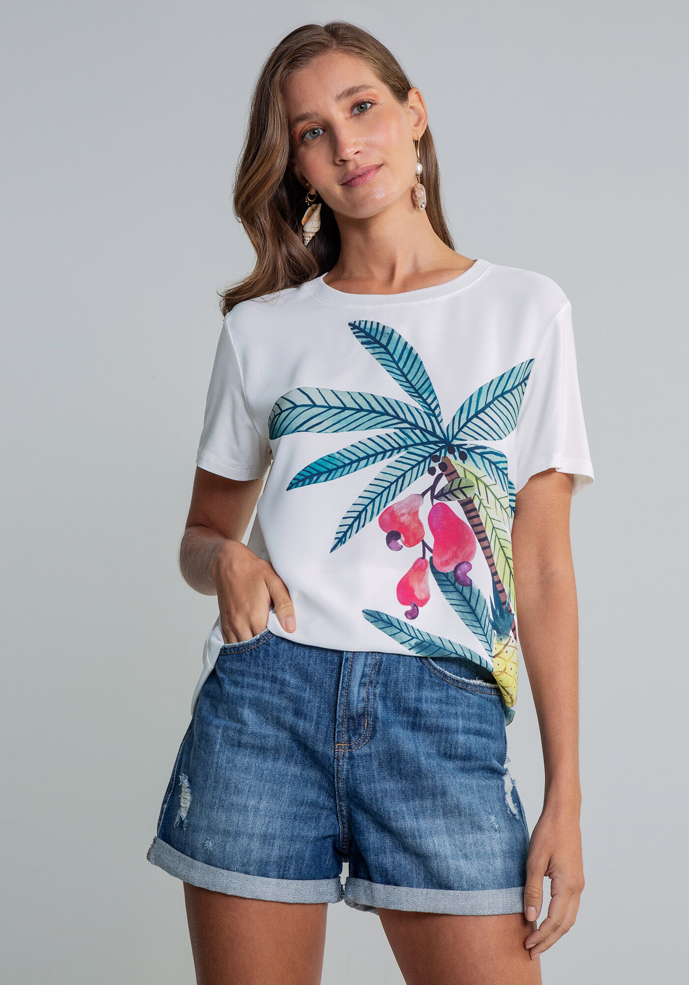 Blusa Manga Curta Estampa, , large.