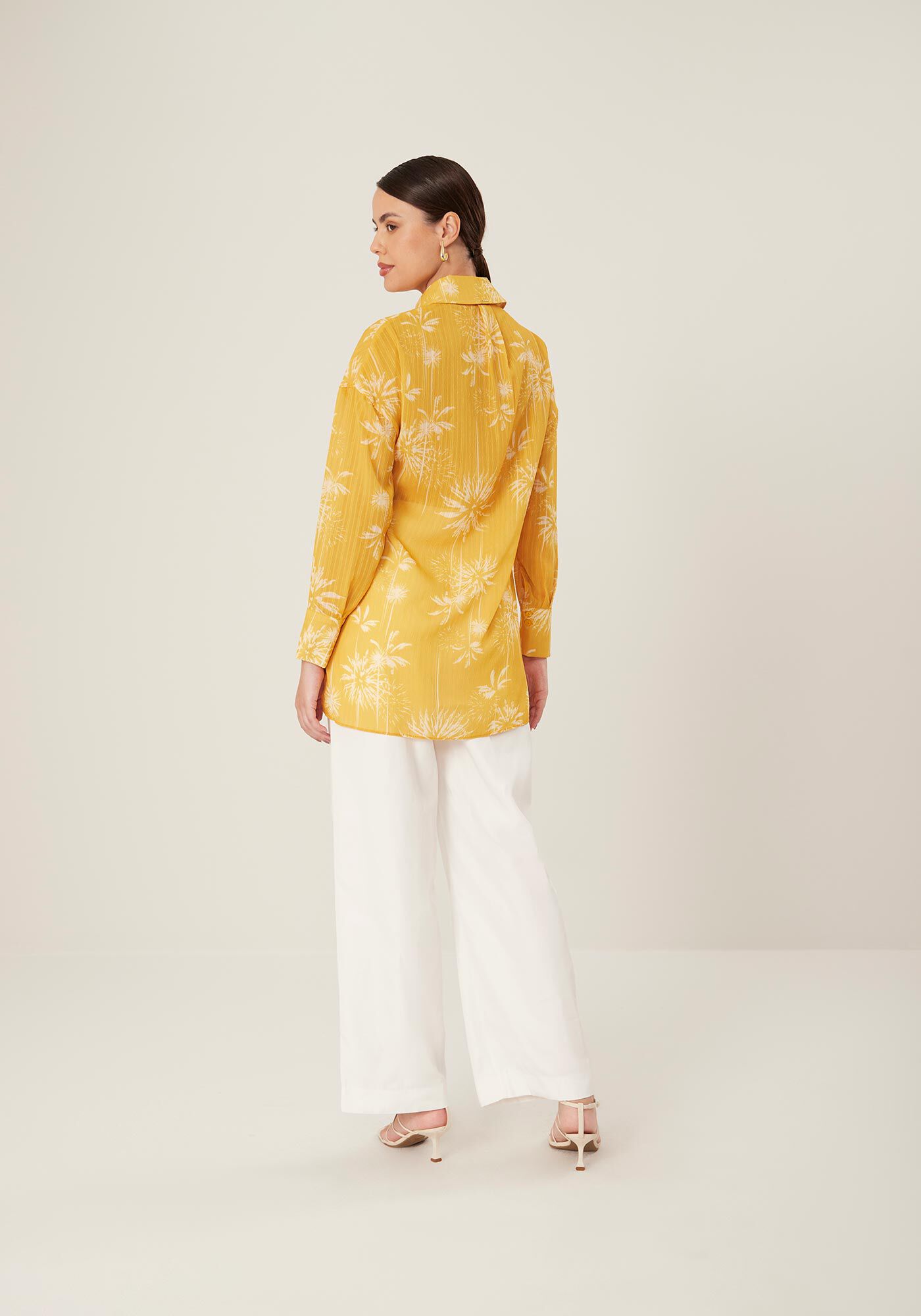 Camisa Alongada Manga Longa Estampada, , large.