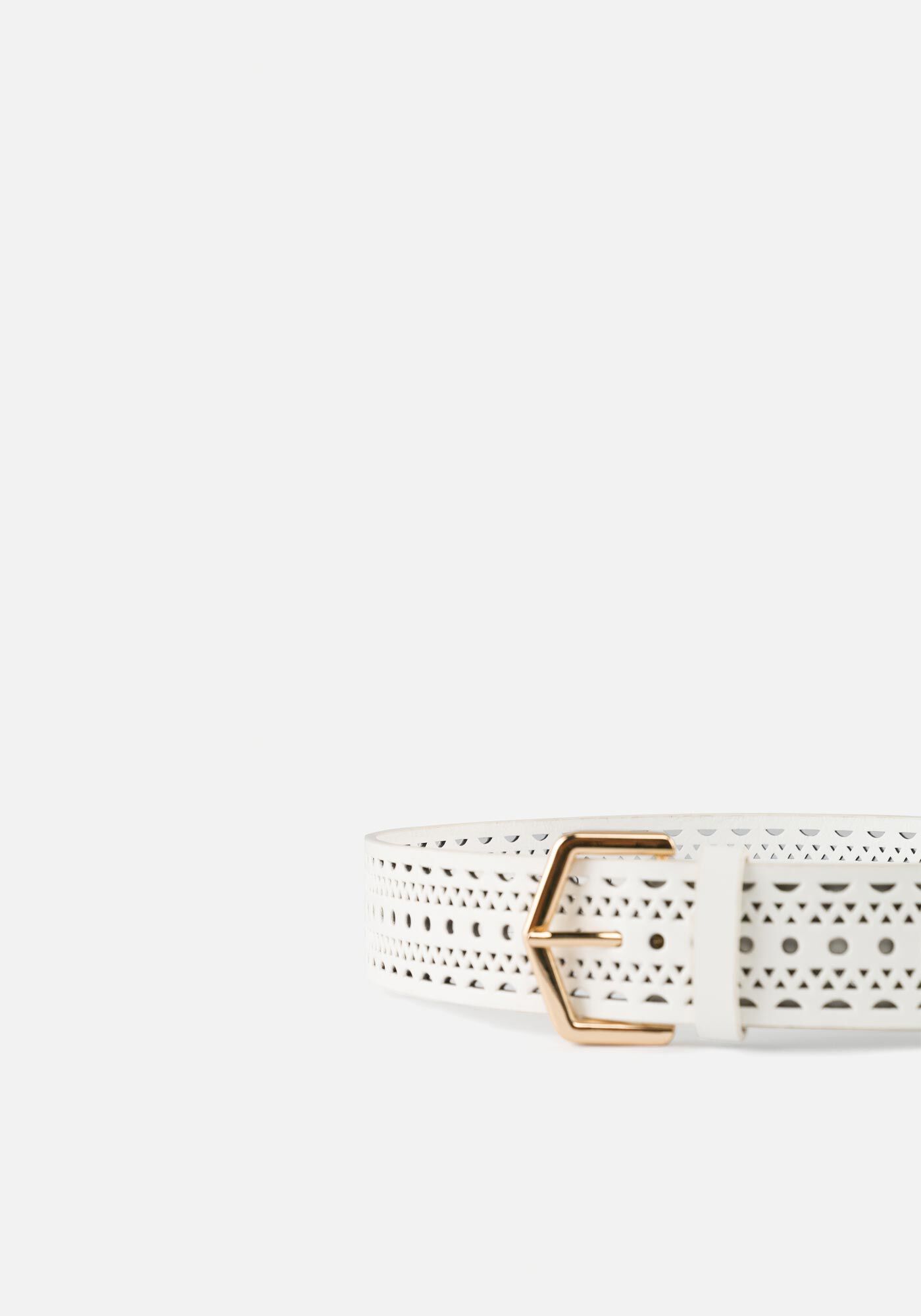 Cinto De Cintura Vazado Com Fivela, BRANCO, large.