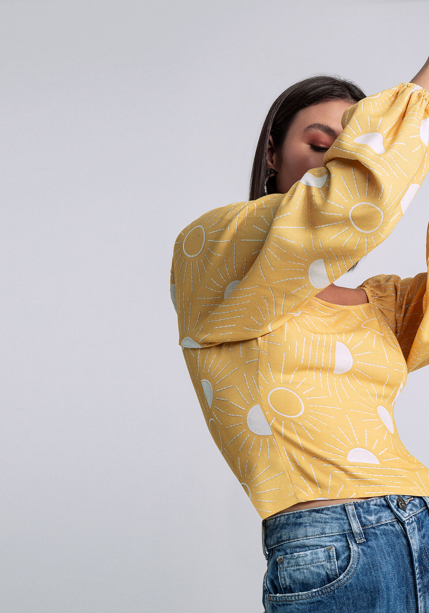 Blusa Cropped Manga Bufante, , large.