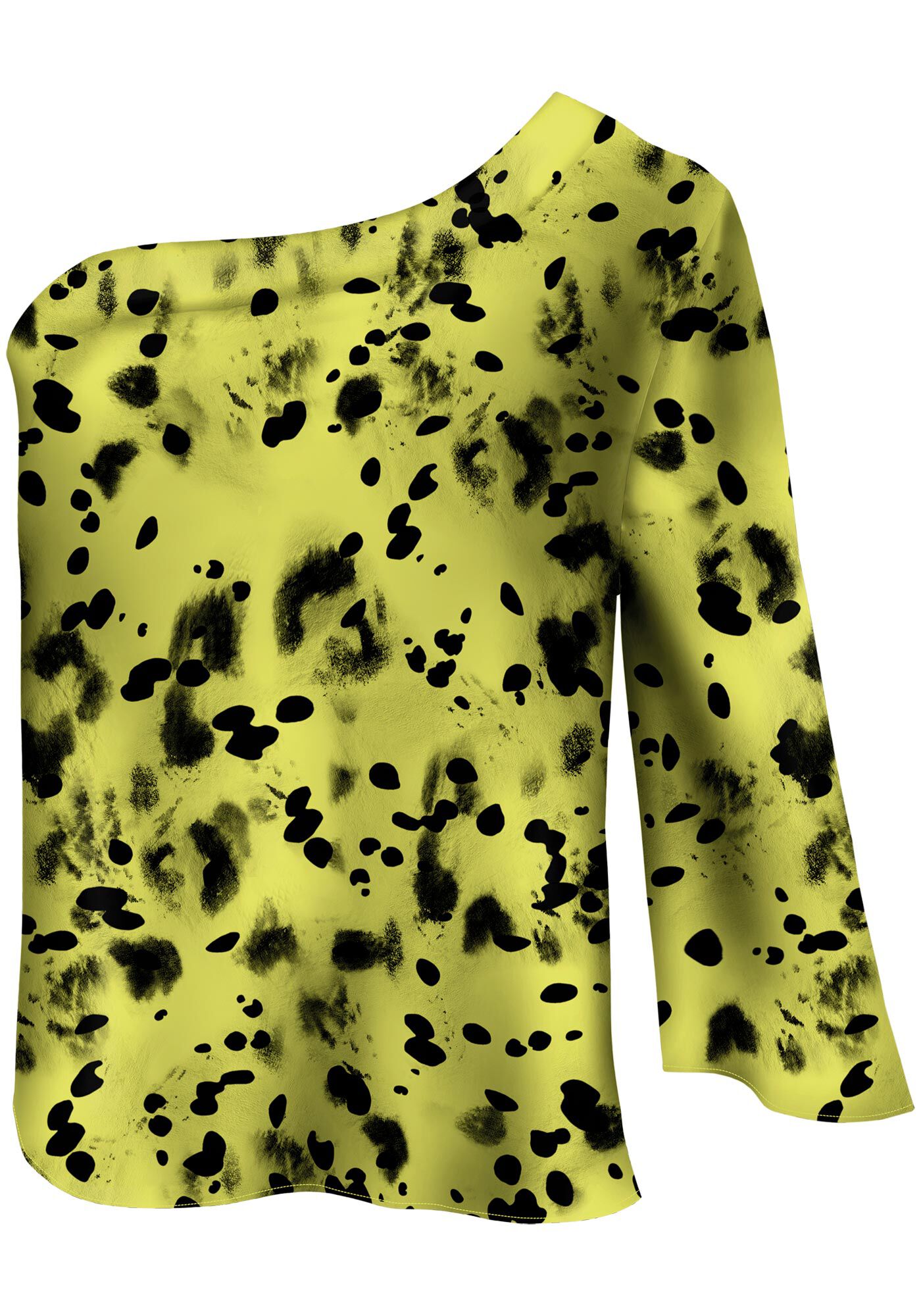 Blusa Um Ombro S&oacute; em Chiffon Estampada, , large.