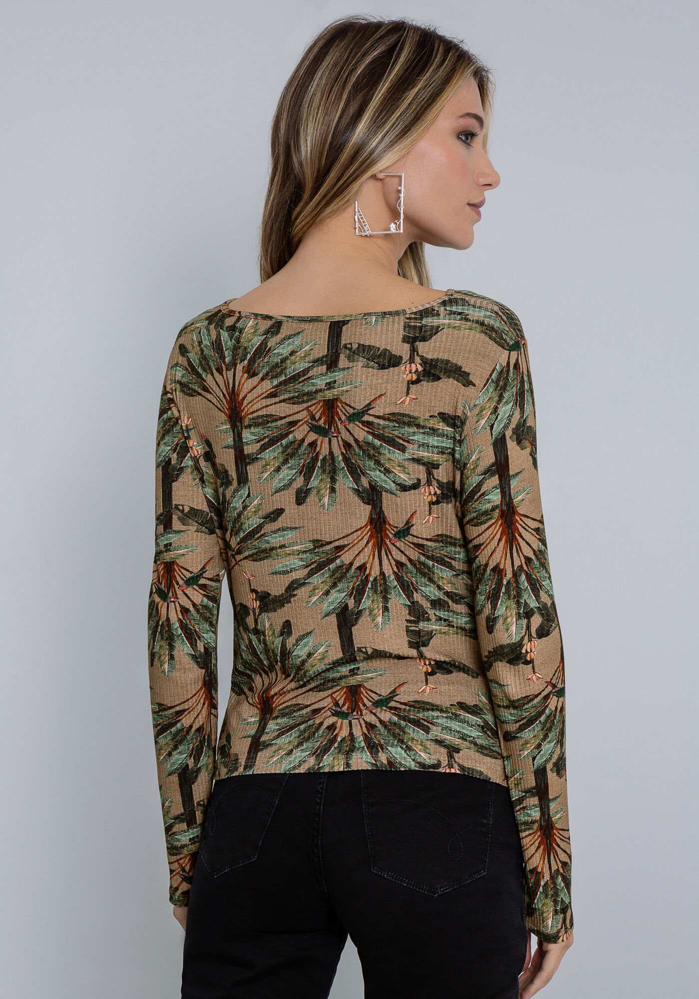 Blusa Estampada em Malha com Recorte Vazado, RECANTO, large.